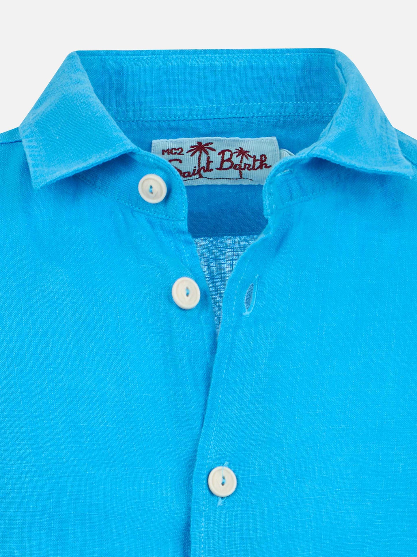 Kid turquoise linen shirt Agnes - MC2 Saint Barth