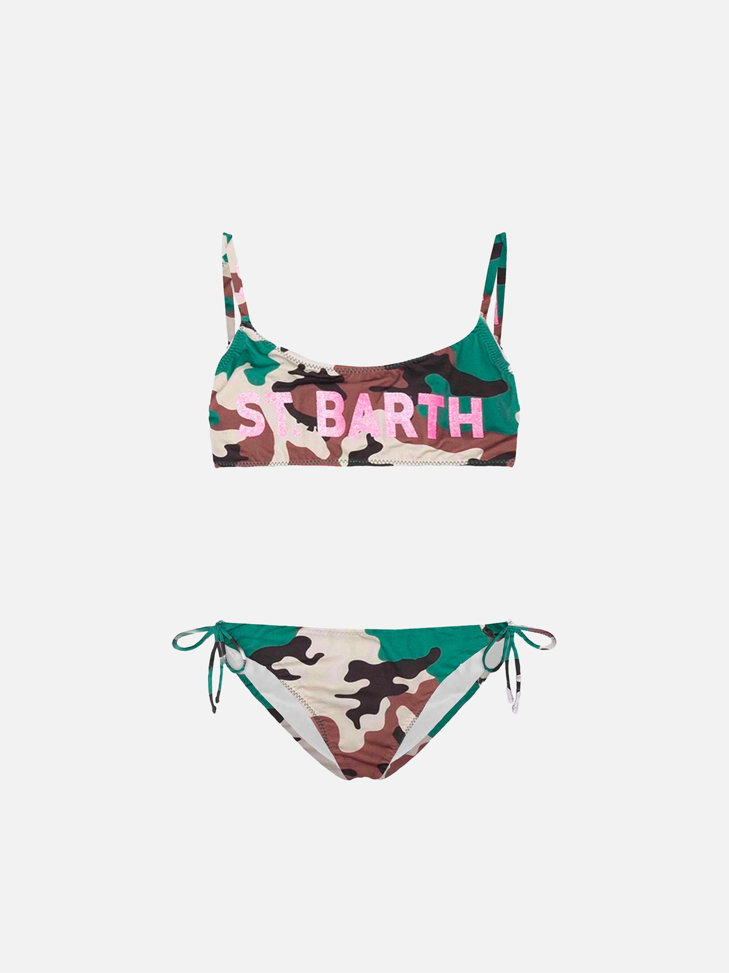 St. Barth glitter front graphic girl's bralette camouflage bikini - MC2 Saint Barth