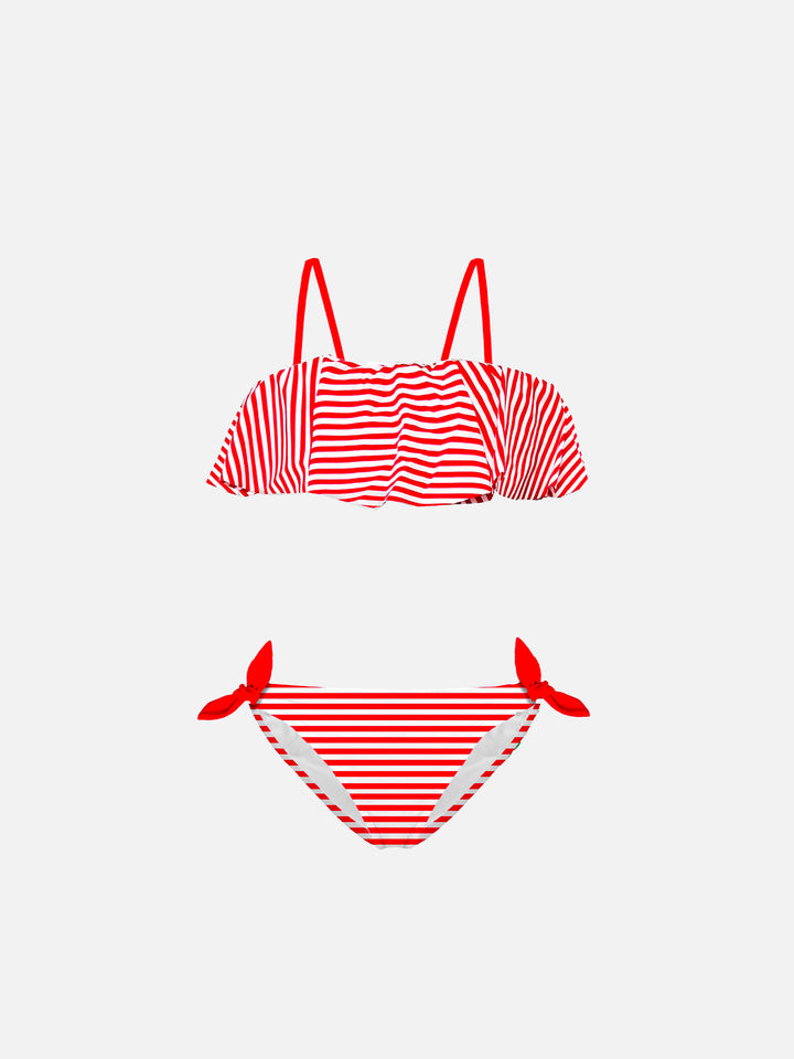 Bikini da bambina a righe rosse