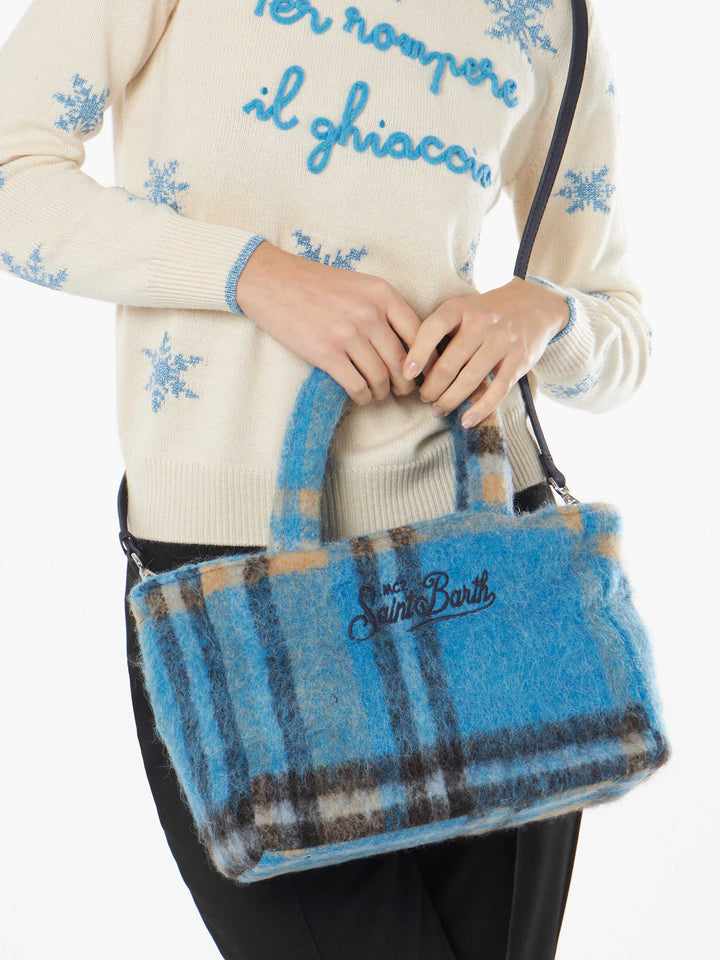 Soft wooly Clarine handbag with tartan pattern - MC2 Saint Barth