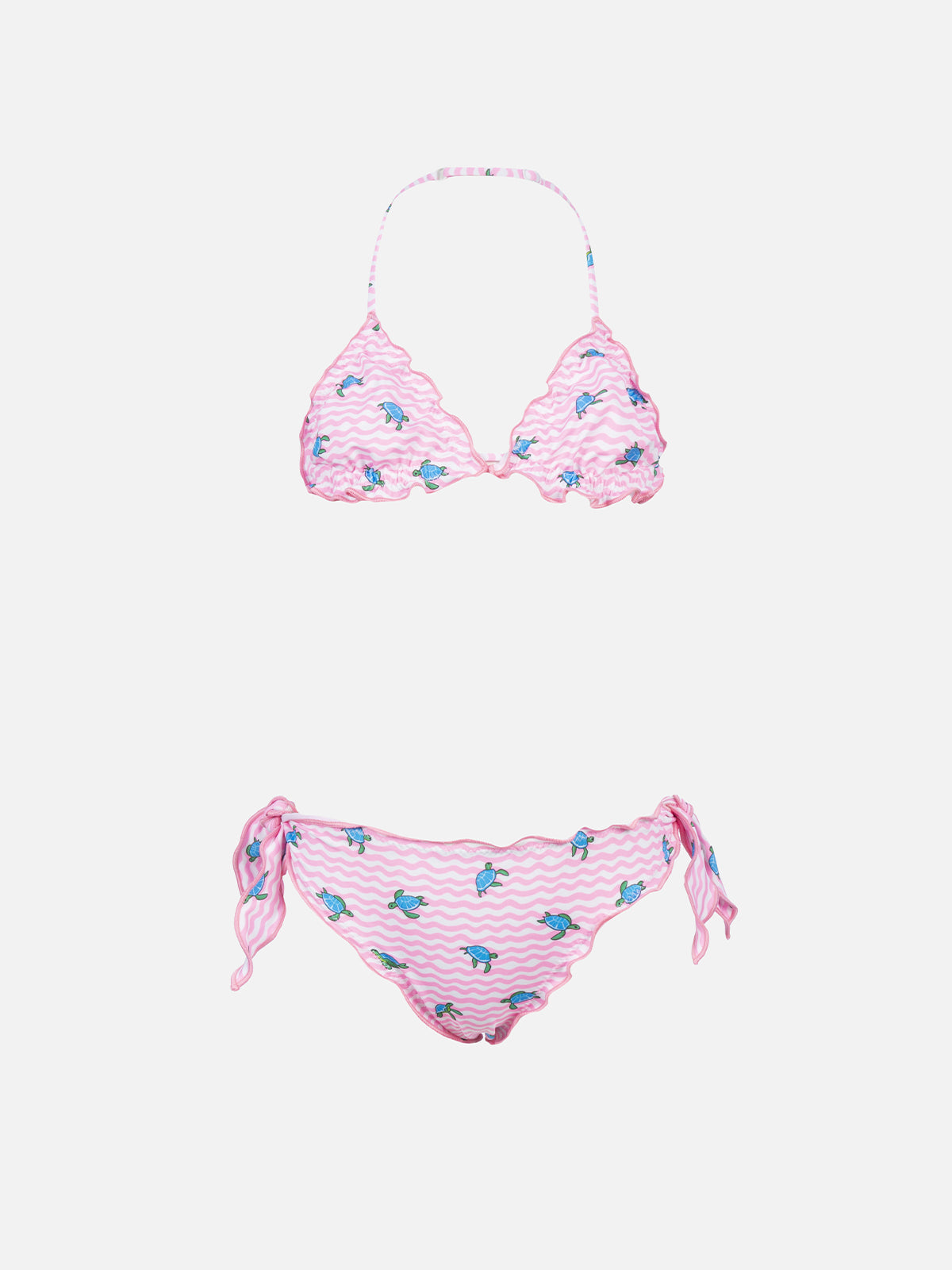 Bikini a triangolo classico da bambina Cris con stampa tartaruga