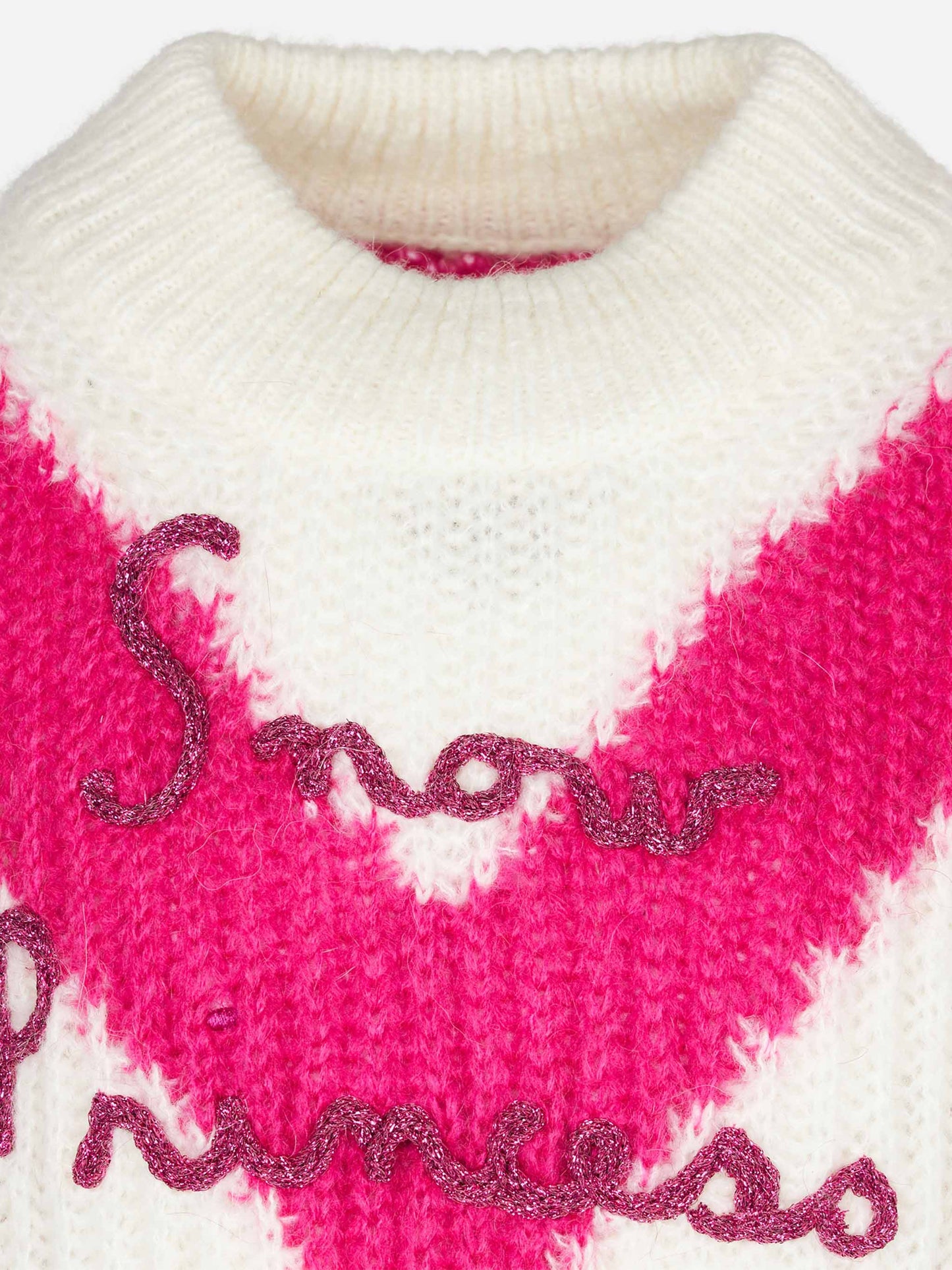 Girl boxy shape soft sweater with Snow Princess embroidery - MC2 Saint Barth