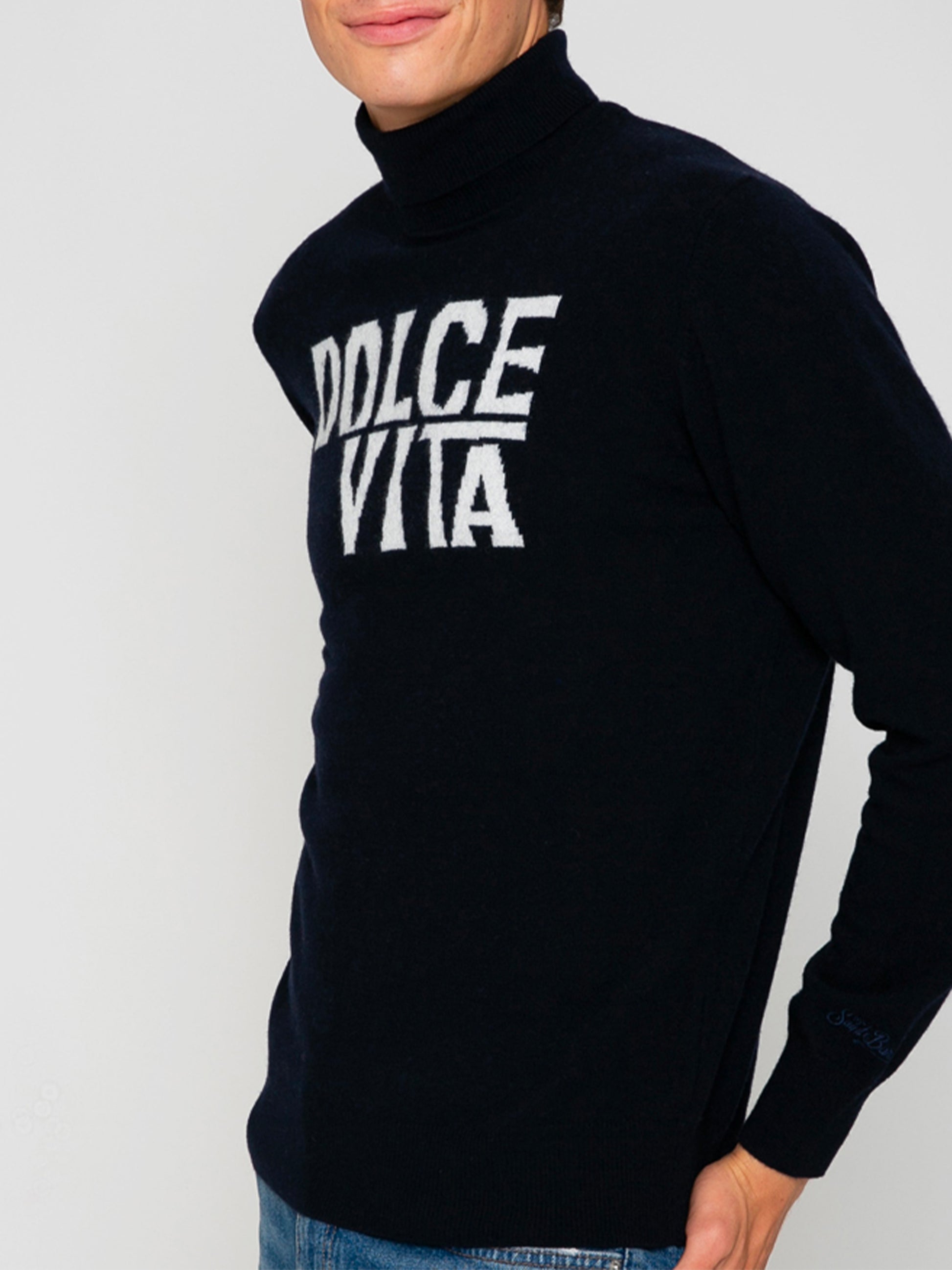 Blended cashmere blue sweater - MC2 Saint Barth