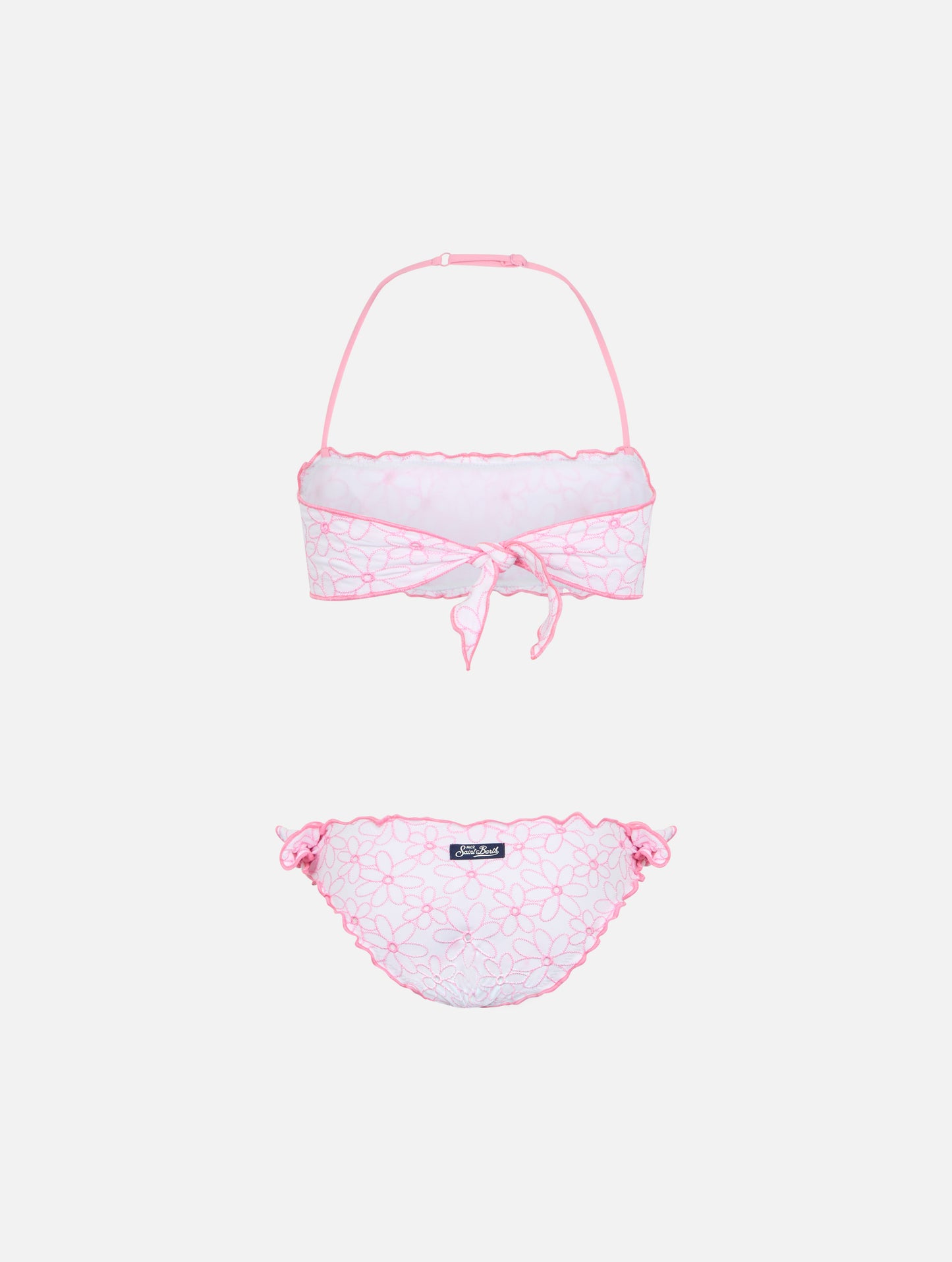Girl classic bandeau bikini Emy with daisy embroidery - MC2 Saint Barth
