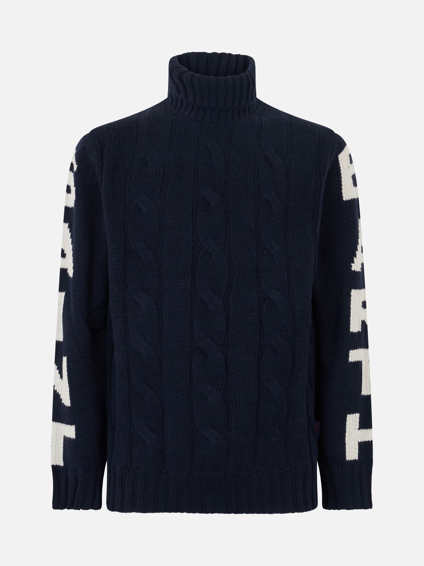 Man navy blue cable knit sweater Fisherman with Saint Barth jacquard - MC2 Saint Barth