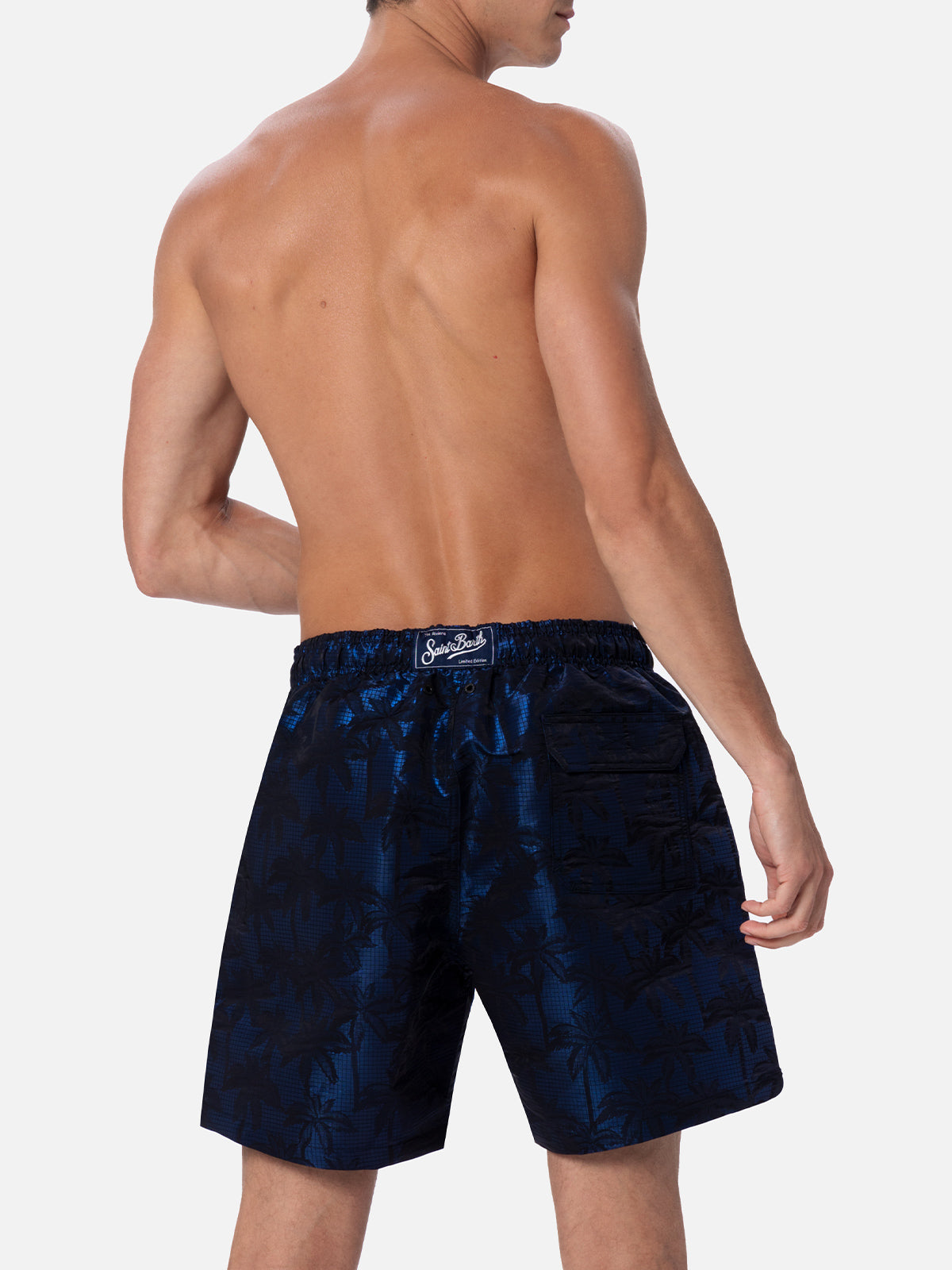 Man ripstop fabric swim shorts Harbour The Riviera with palm jacquard - MC2 Saint Barth