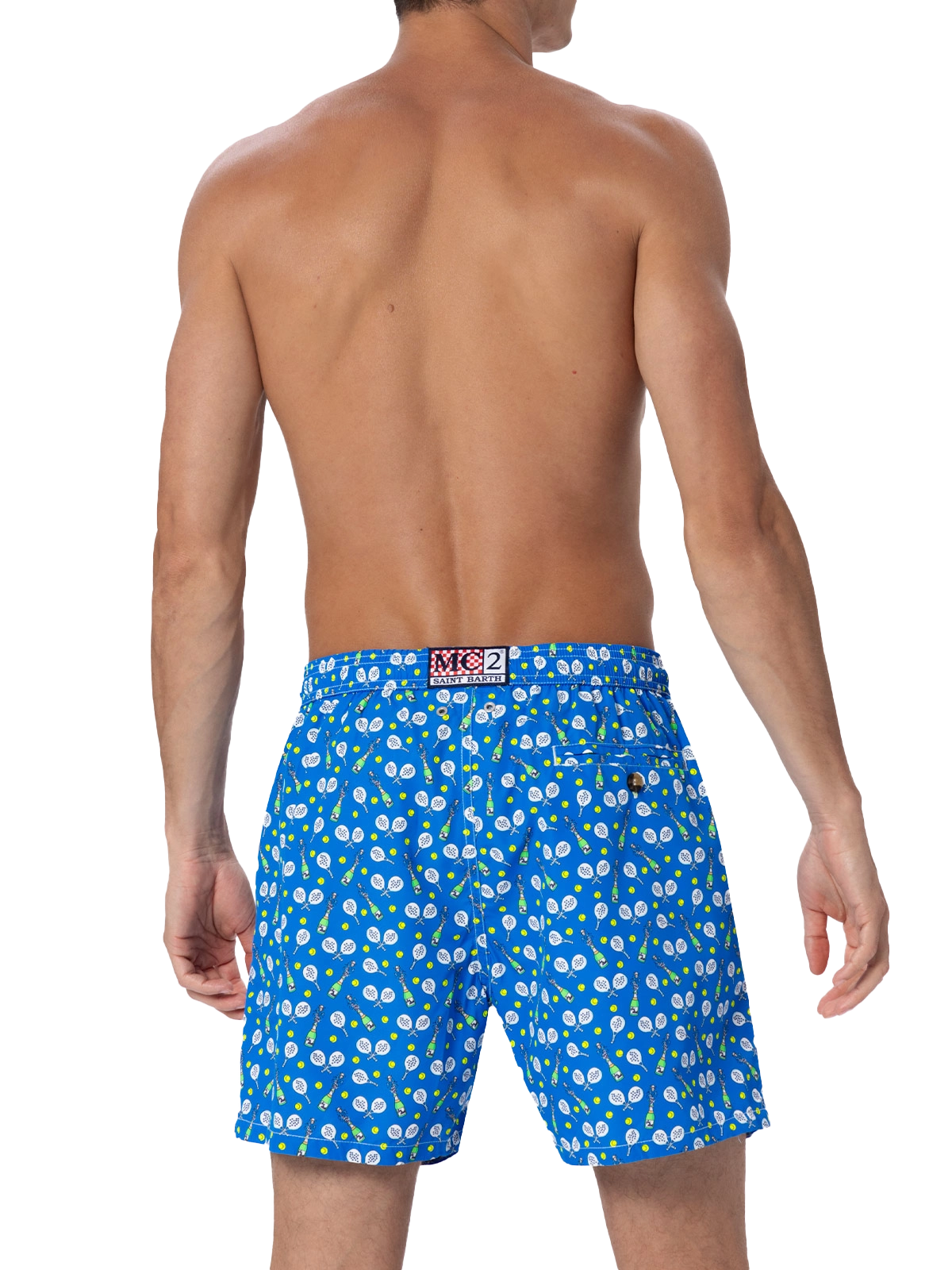 Man lightweight fabric swim-shorts Lighting Micro Fantasy with padel winner print - MC2 Saint Barth