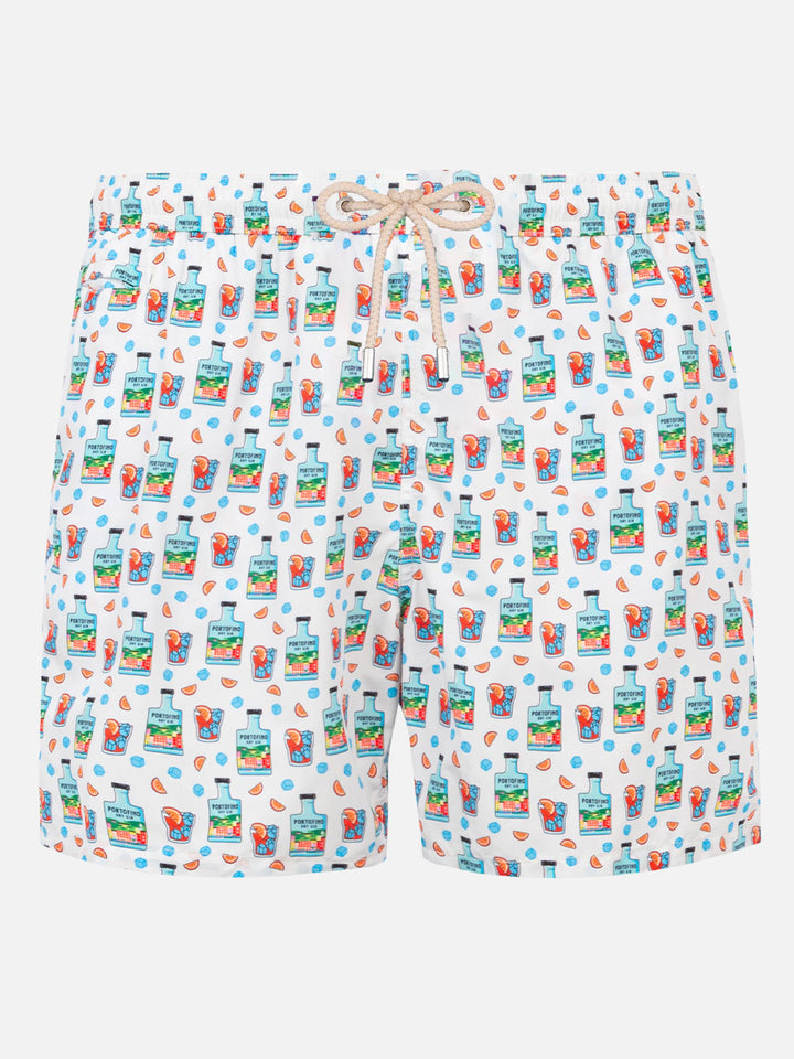Herren-Badeshorts aus leichtem Stoff mit Gin-Print | PORTOFINO DRY GIN SONDEREDITION
