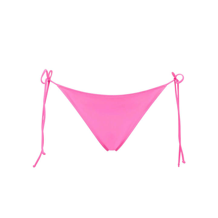 Slip mare donna rosa fluo con laccetti laterali