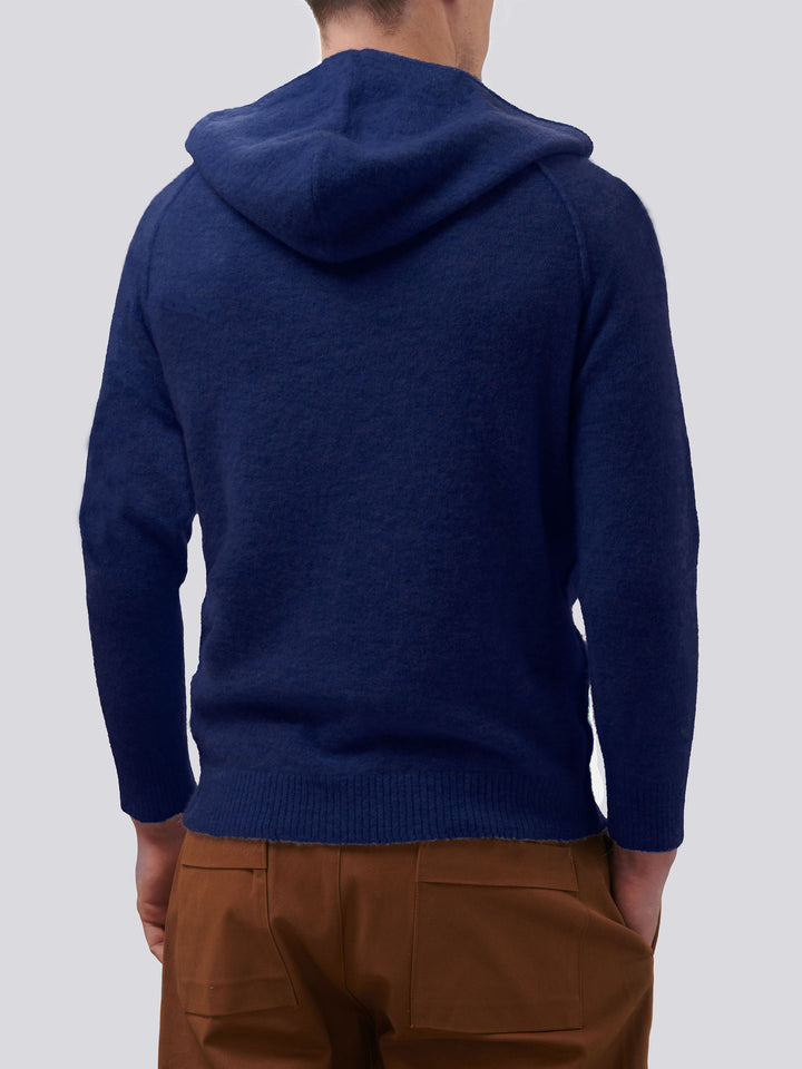 Man navy blue stretch alpaca hooded sweater Piccadilly - MC2 Saint Barth