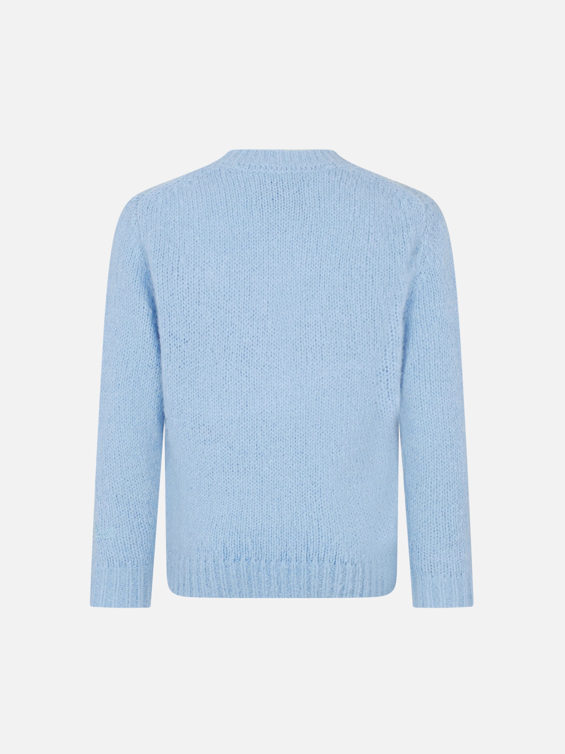 Girl crewneck soft sweater with dogs crochet patch and Puppies Lover embroidery - MC2 Saint Barth