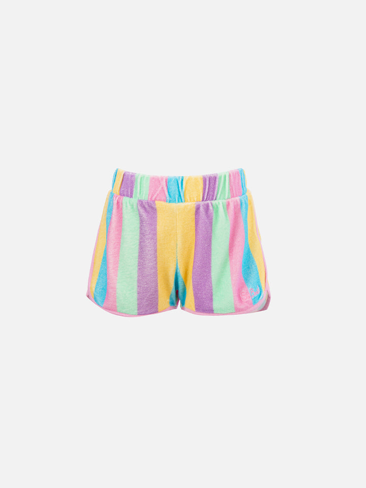 Mehrfarbige Frottee-Pull-Up-Shorts für Mädchen Curly