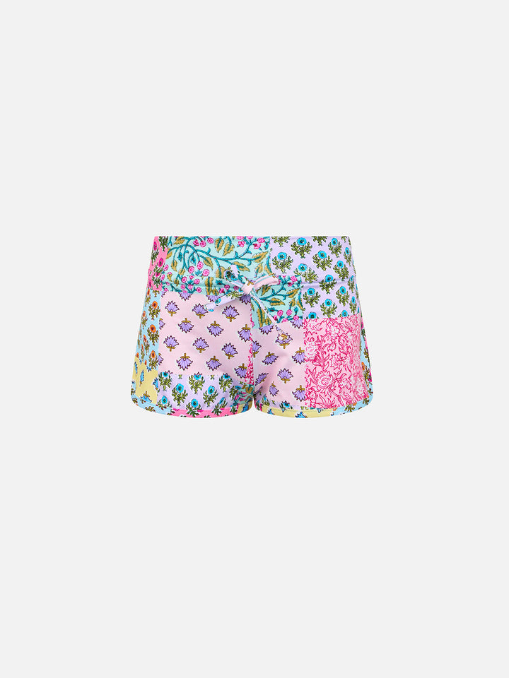 Girl beach shorts Coco with flower print