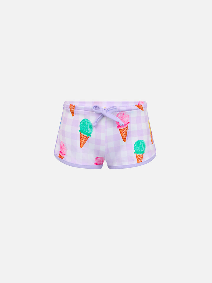 Mädchen-Strandshorts Coco mit Eiscreme-Aufdruck