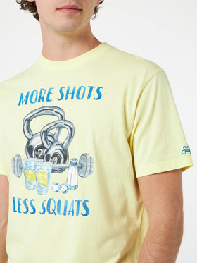 Man cotton t-shirt with More Shots Less Squats placed print - MC2 Saint Barth