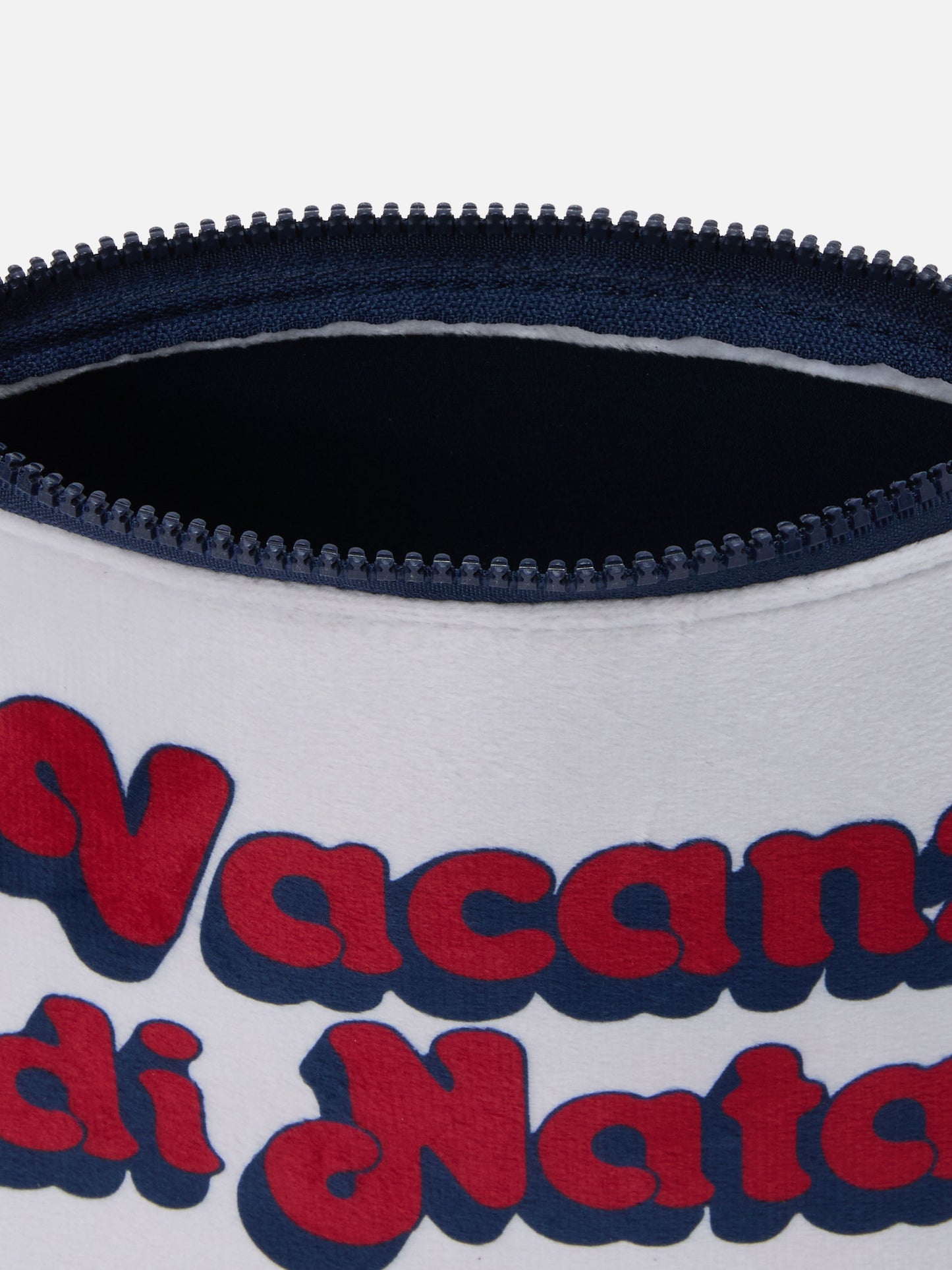 Aline Pouch in white wool-effect fabric with Christmas Vacation print | VACANZE DI NATALE SPECIAL EDITION