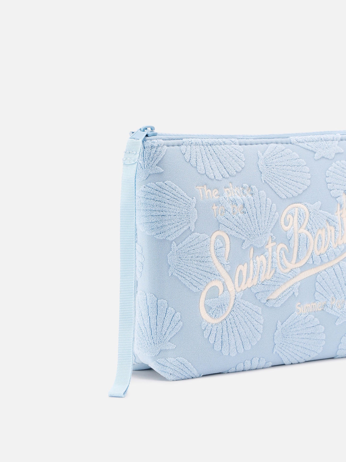 Pochette Aline efecto rizo con motivo de conchas en relieve