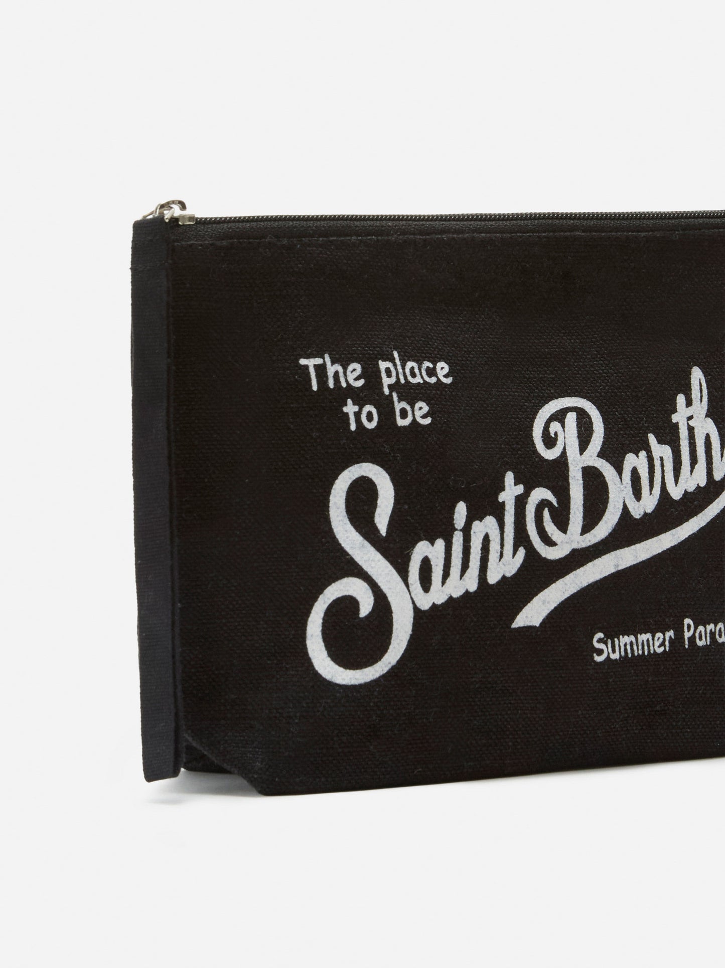 Aline black solid color linen pouch