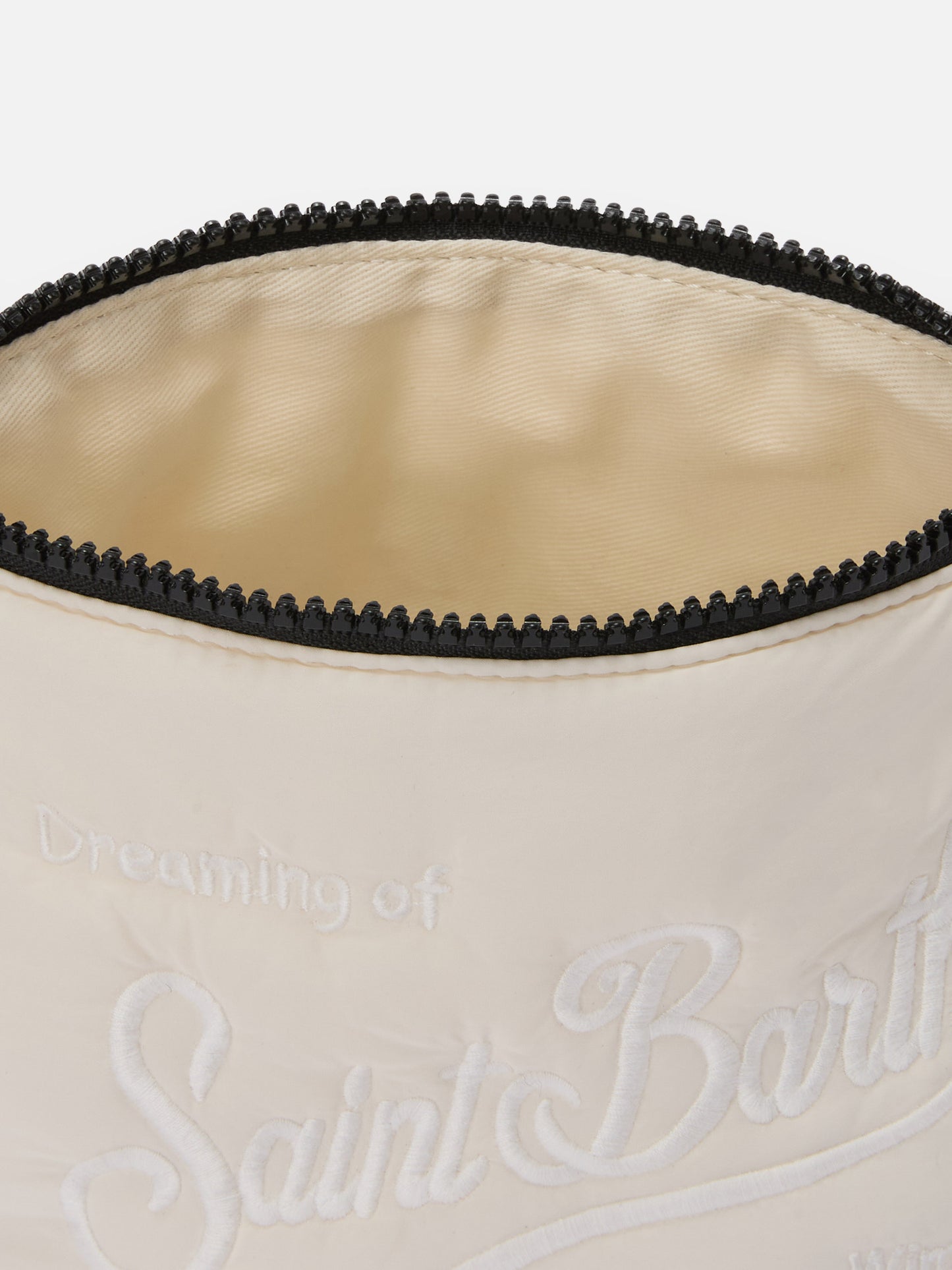 Aline Puffer Pouch aus gepolstertem beigefarbenem Nylon