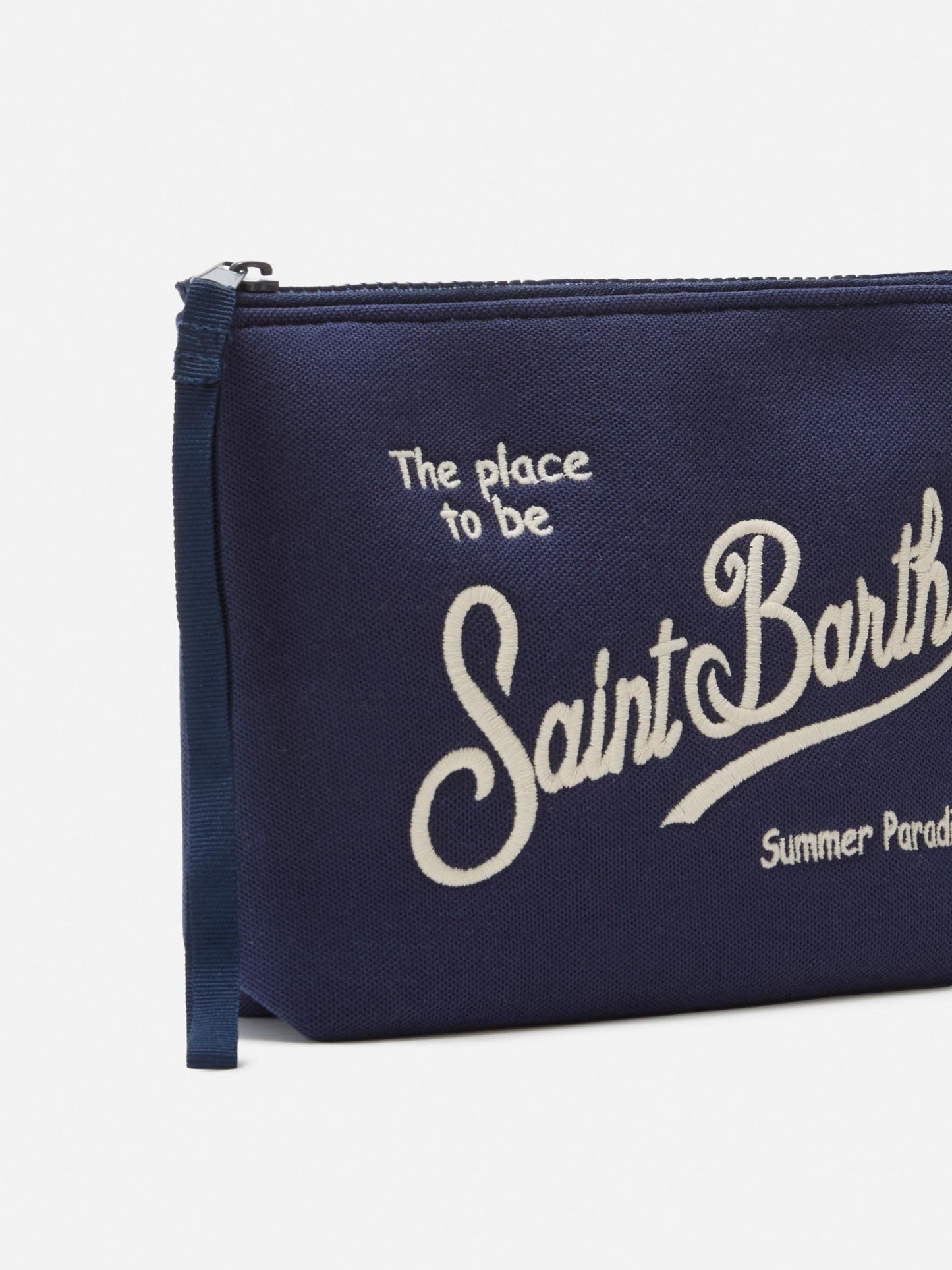 Aline blue pouch with piquet effect