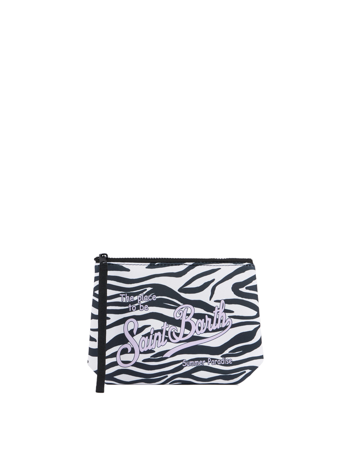 Pochette Aline in scuba con stampa zebra