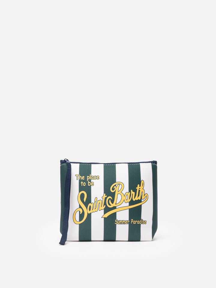 Pochette Aline in scuba con stampa a righe verdi
