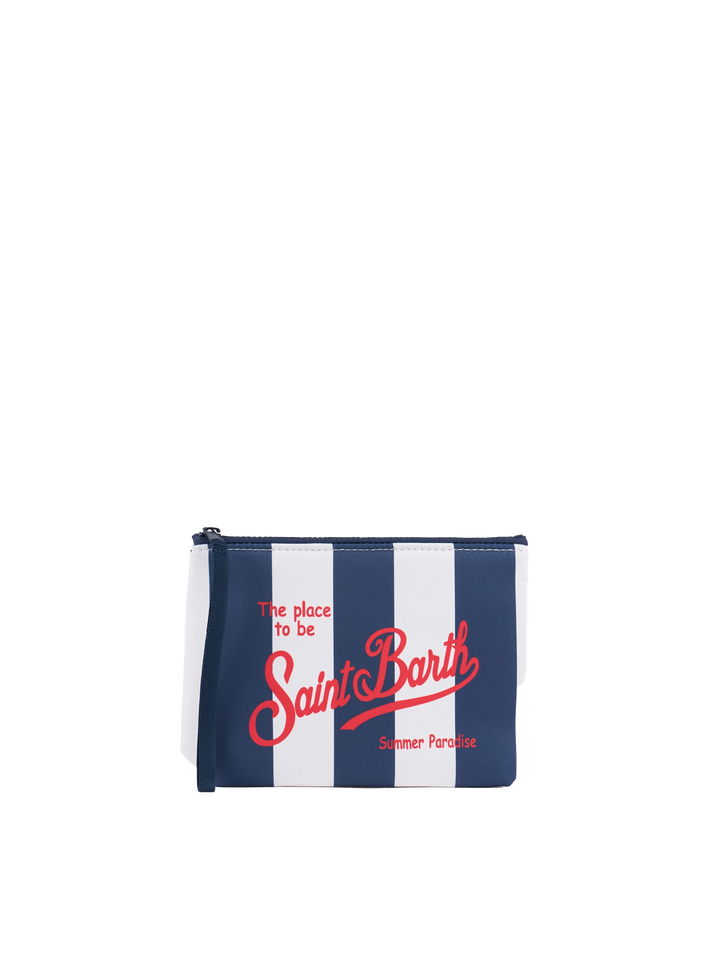 Pochette Aline in scuba con stampa a righe blu