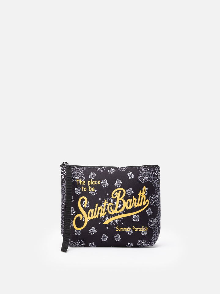 Pochette Aline in scuba con stampa bandana