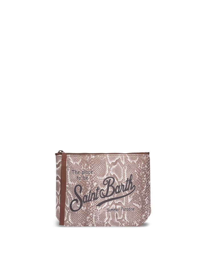 Pochette Aline in scuba con stampa serpente