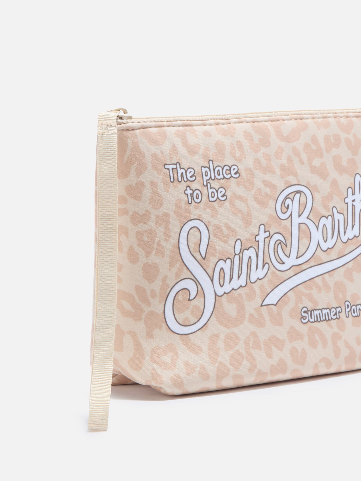 Pochette Aline en scuba avec imprimé léopard beige