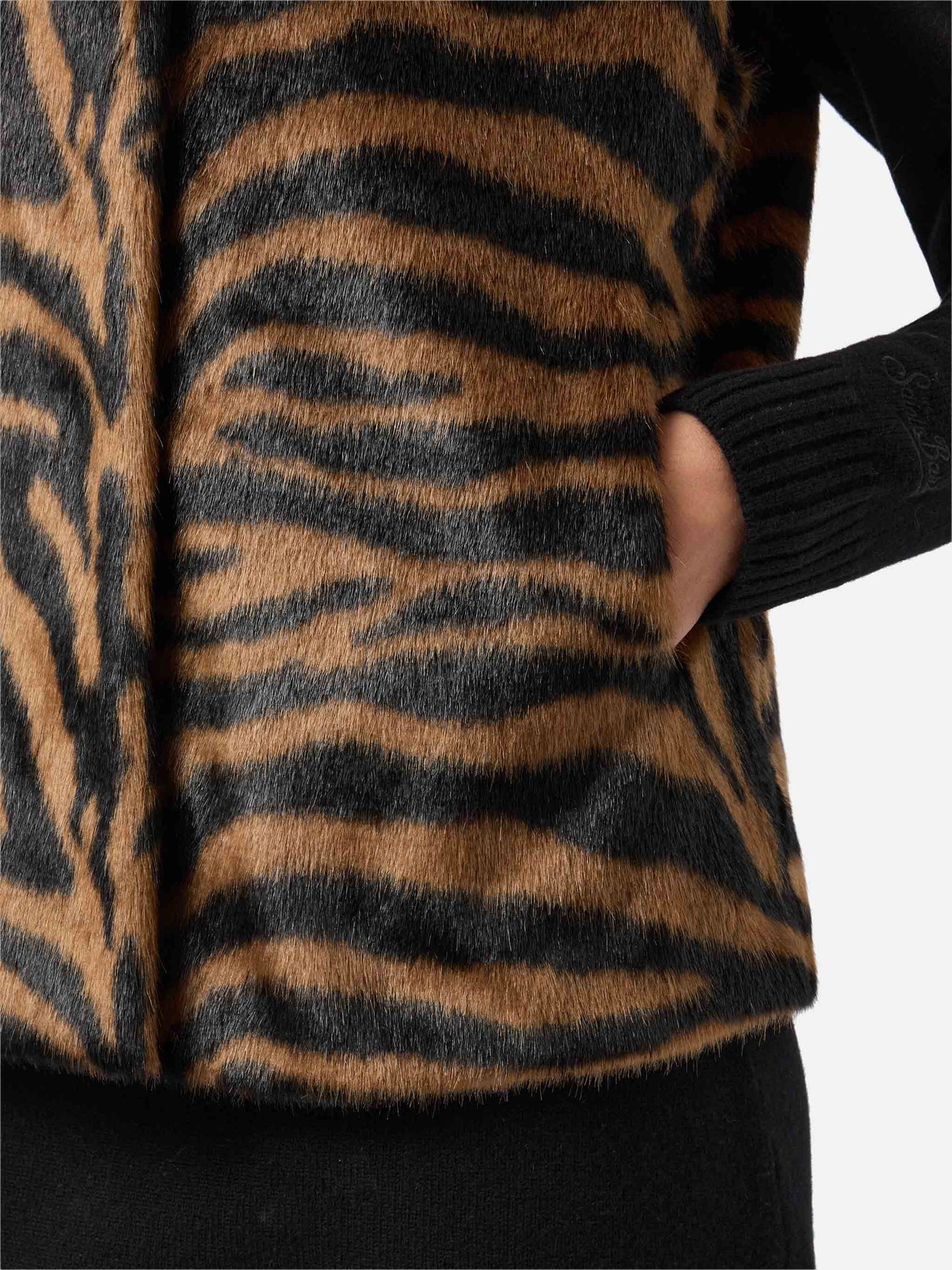 Gilet Ambre in faux fur con stampa zebrata