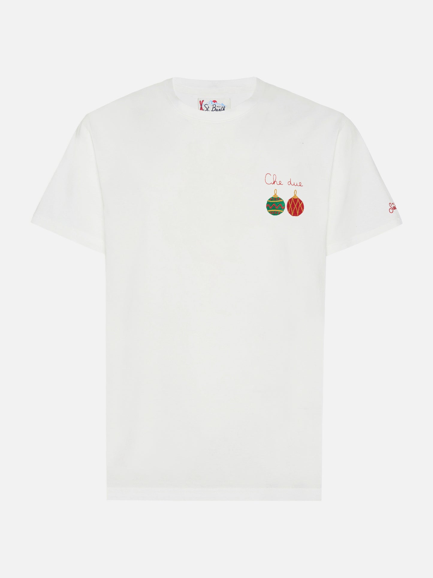 Arnott cotton T-shirt in white with Che Due… embroidery