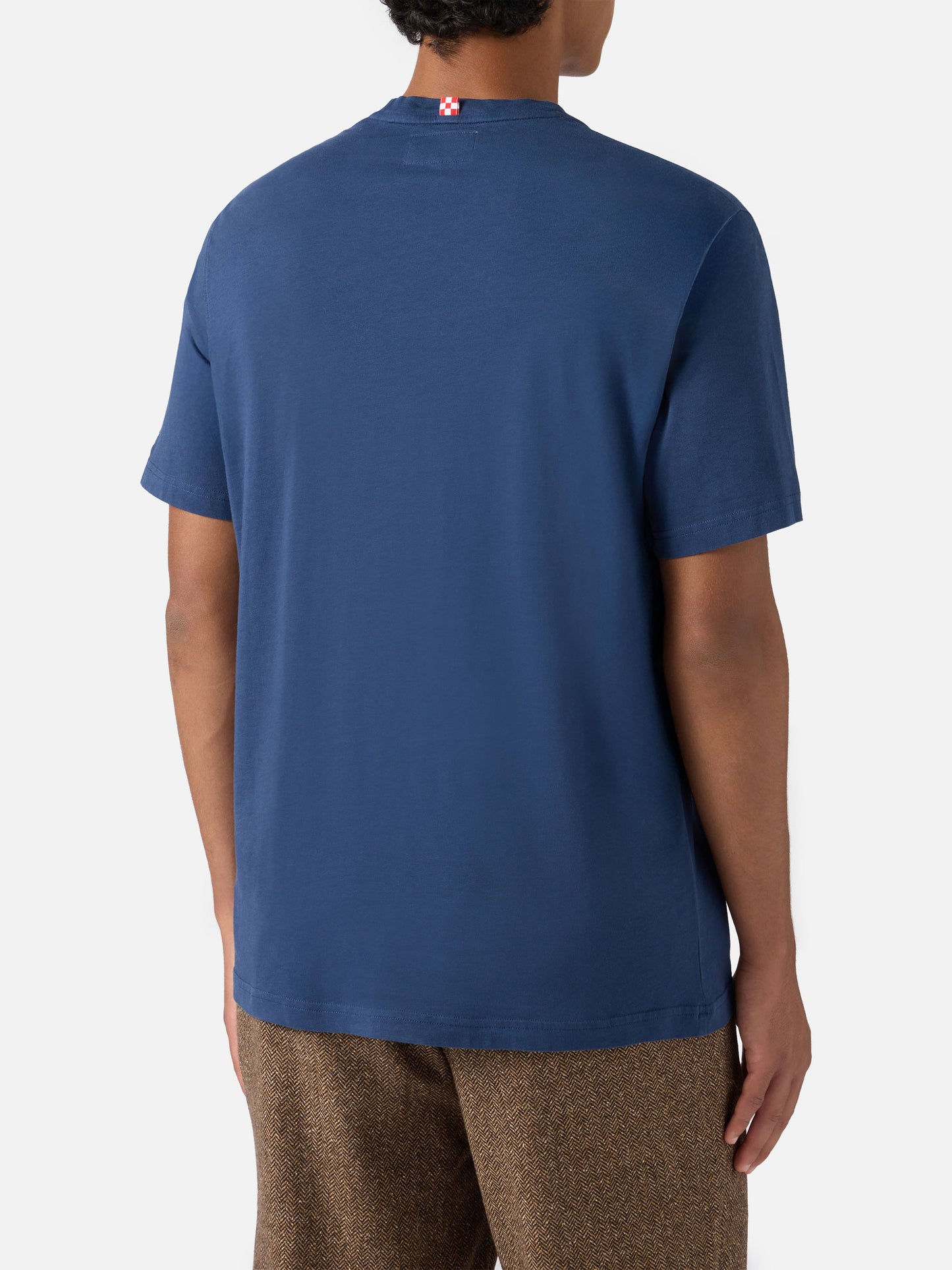 T-shirt Arnott in cotone blu con ricamo Grand Slam e stampa bottiglie