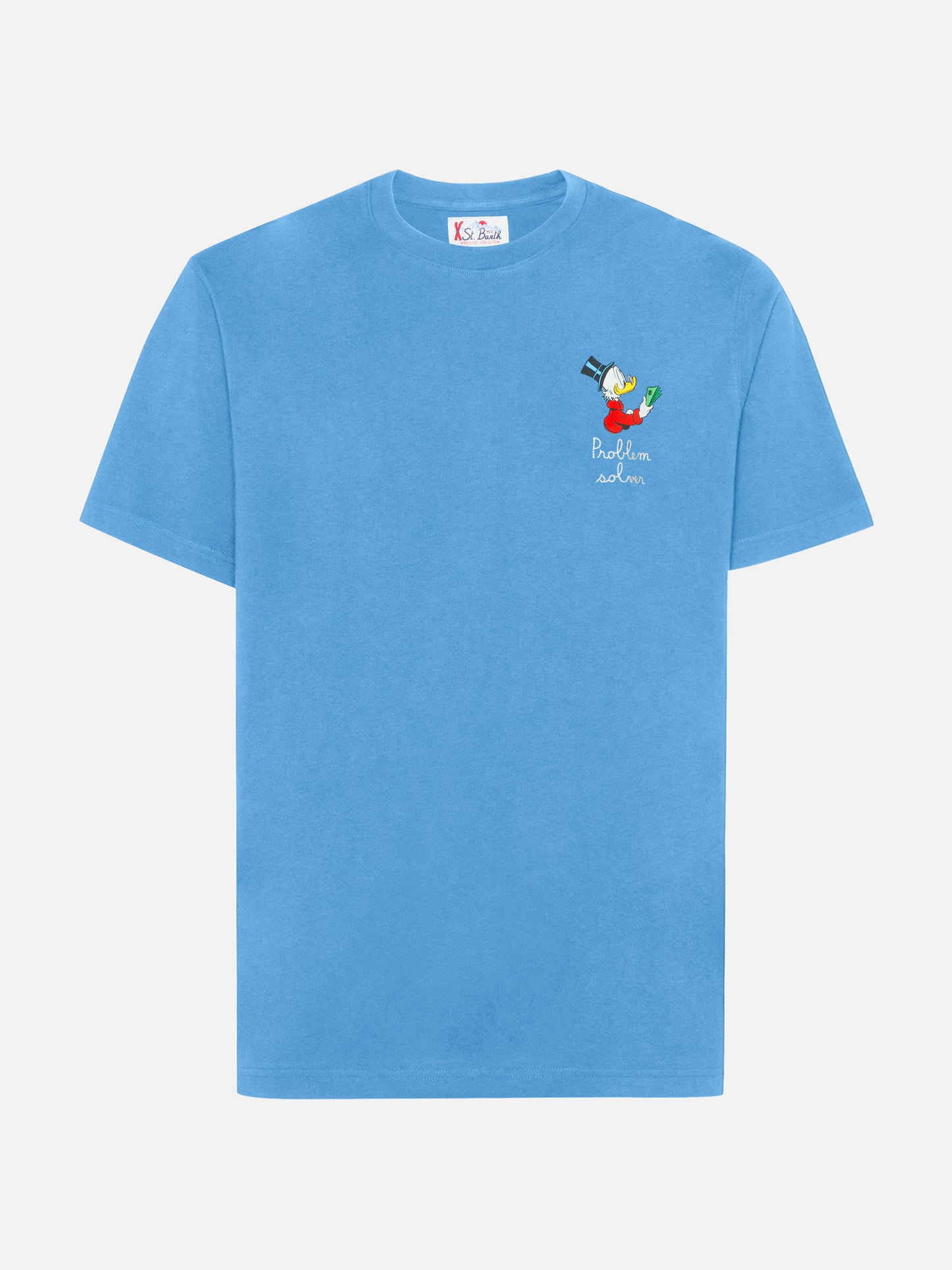 Arnott cotton T-shirt in air force blue with Scrooge McDuck Problem Solver embroidery | DISNEY SPECIAL EDITION