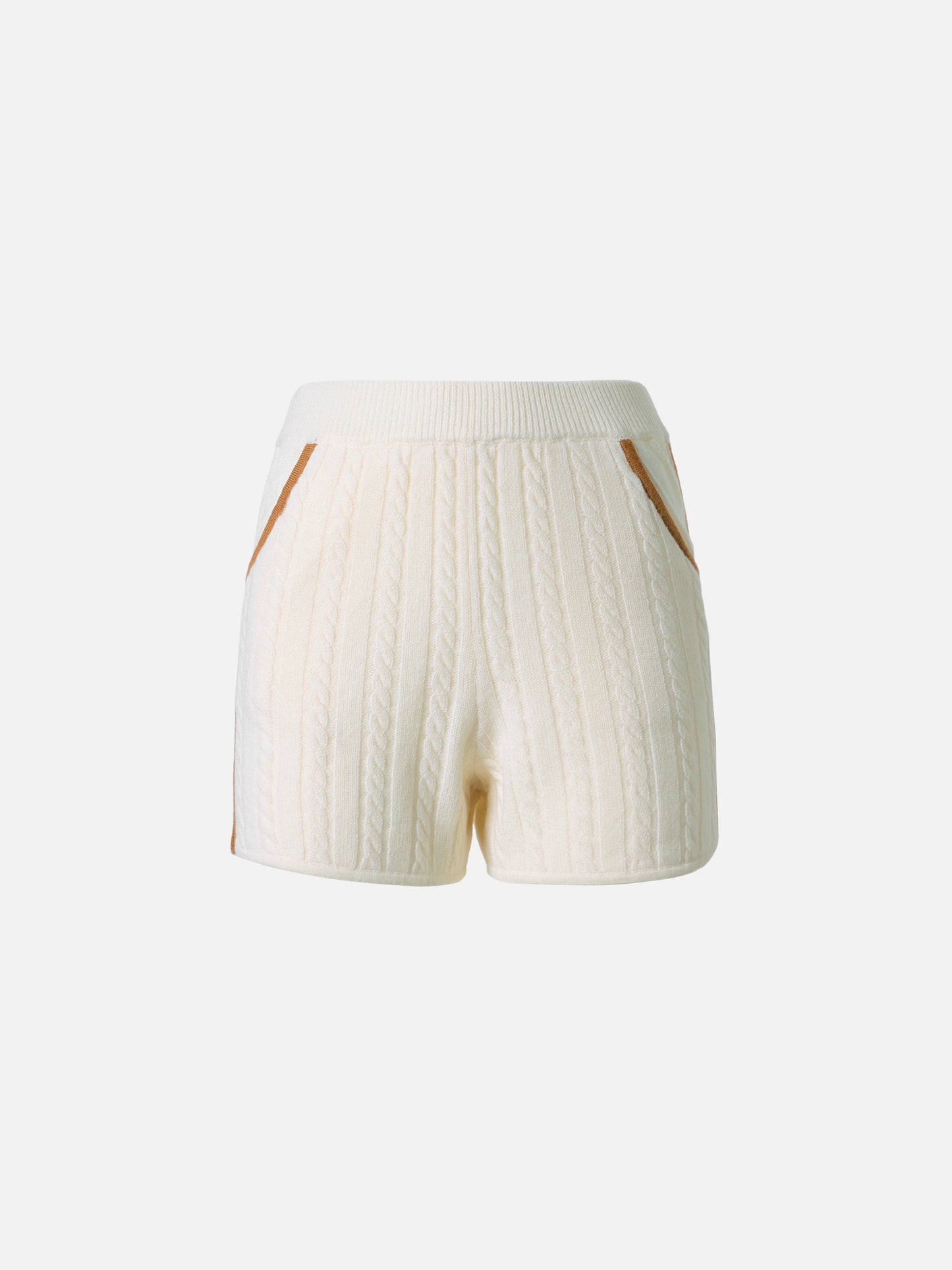 Azure cable-knit shorts in pure white wool