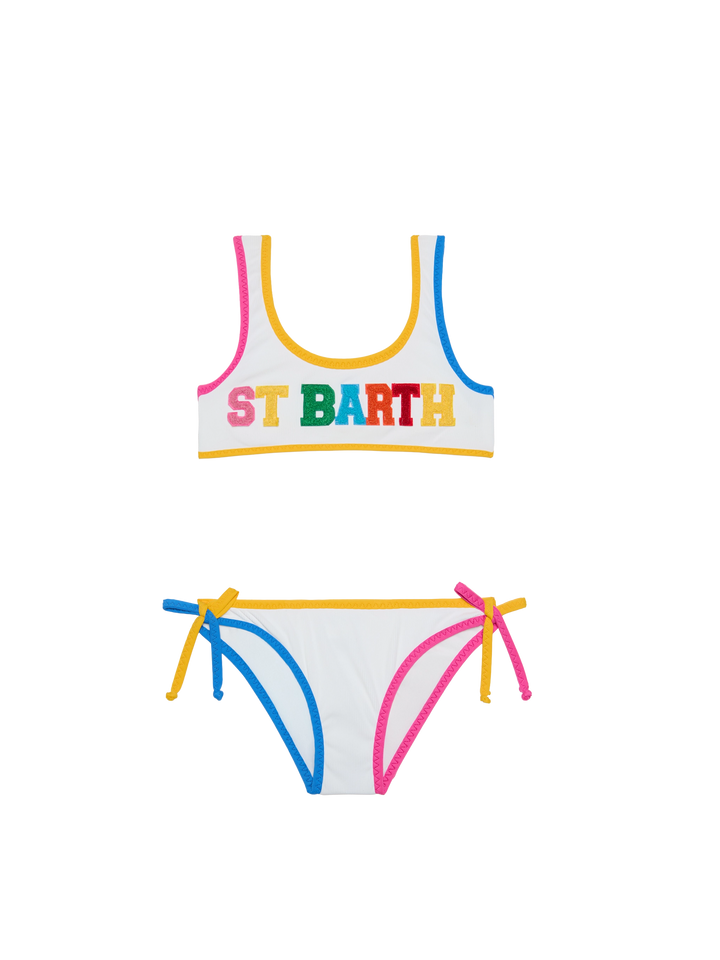 Mädchen-Bralette-Bikini mit St. Barth-Aufnähern