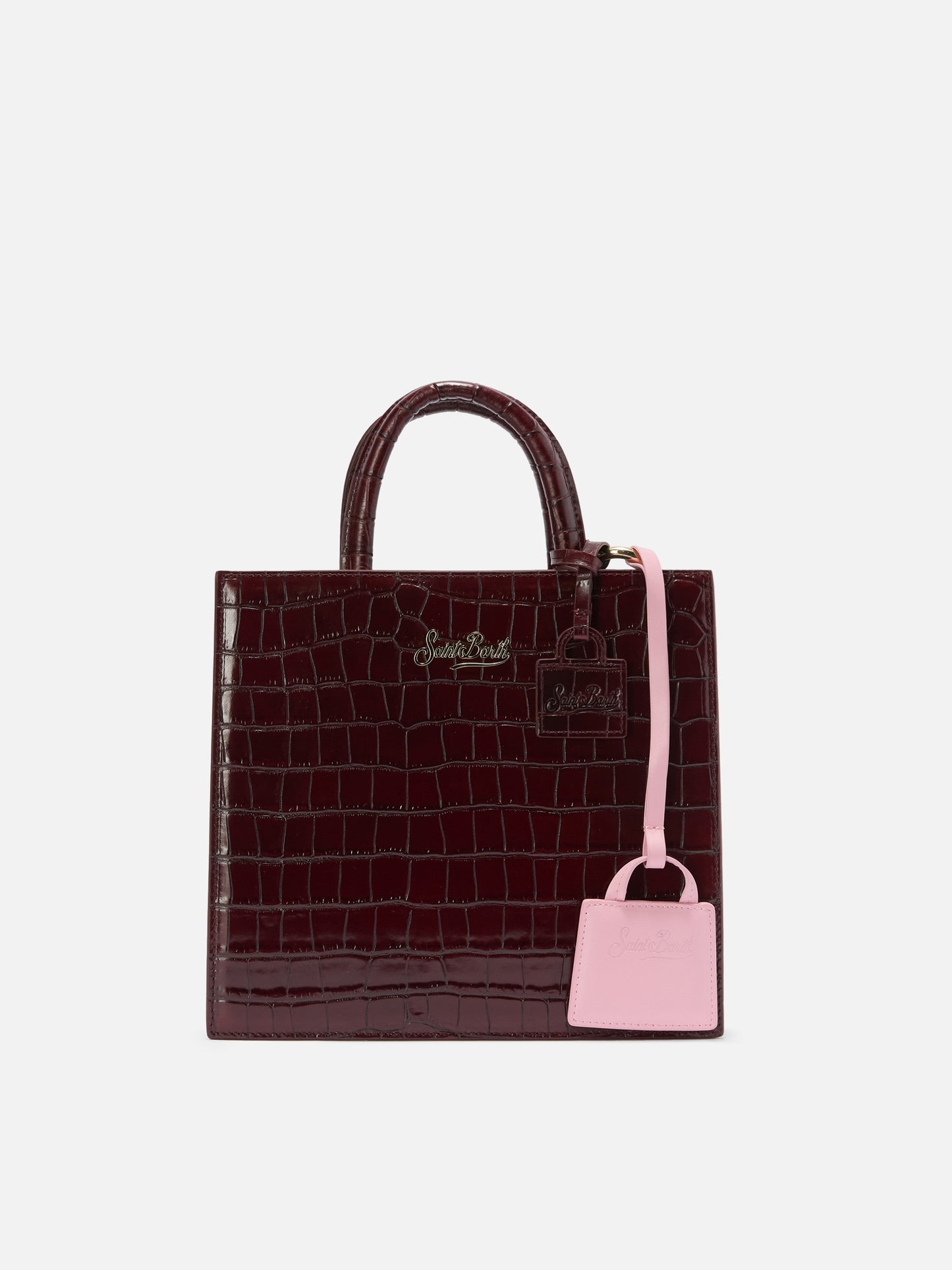 Mini-Taschenanhänger aus rosafarbenem Leder