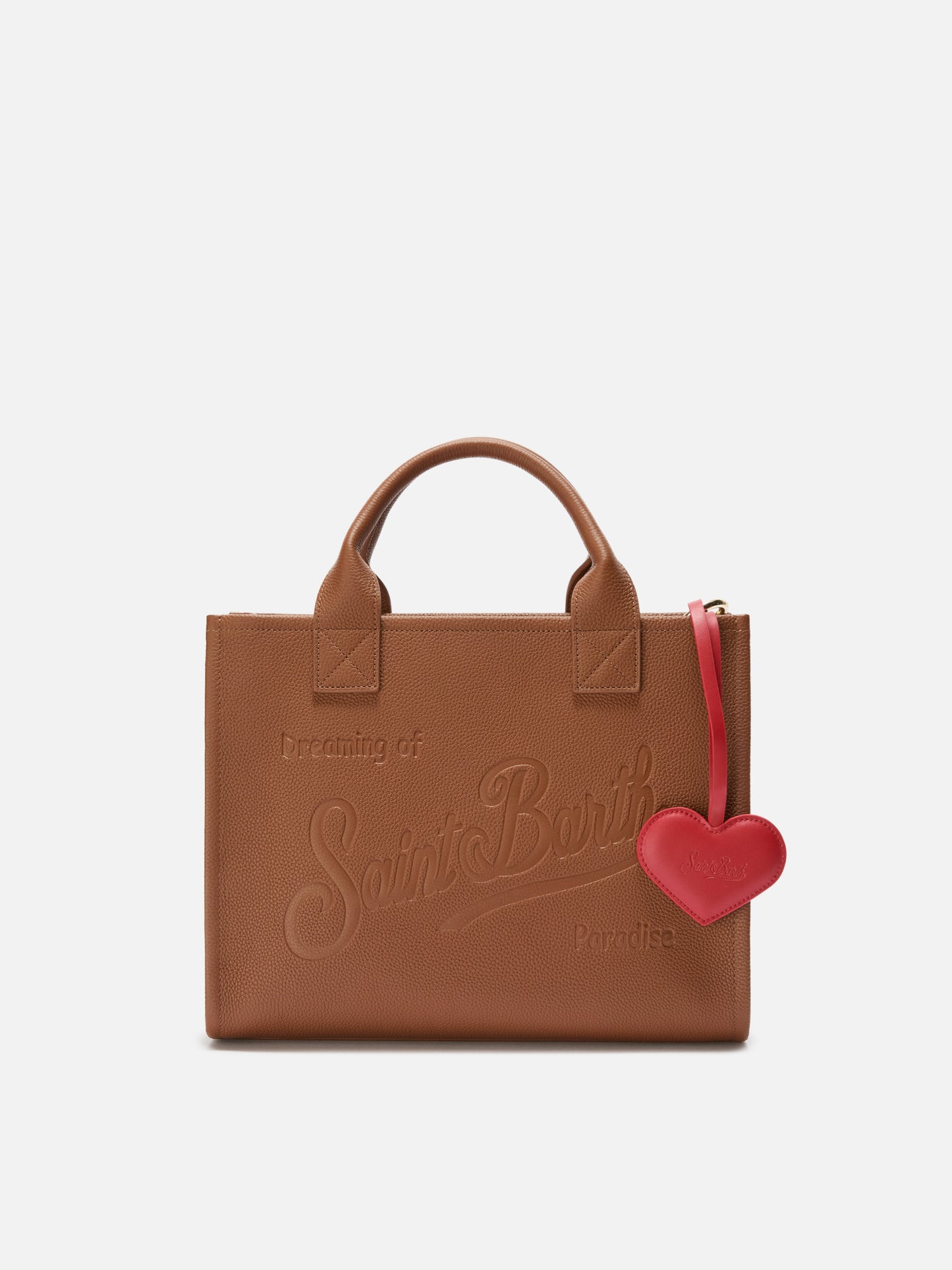 Herzförmiger Taschenanhänger aus rotem Leder