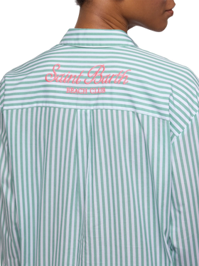 Brigitte striped-print cotton shirt with Saint Barth beach club embroidery - MC2 Saint Barth