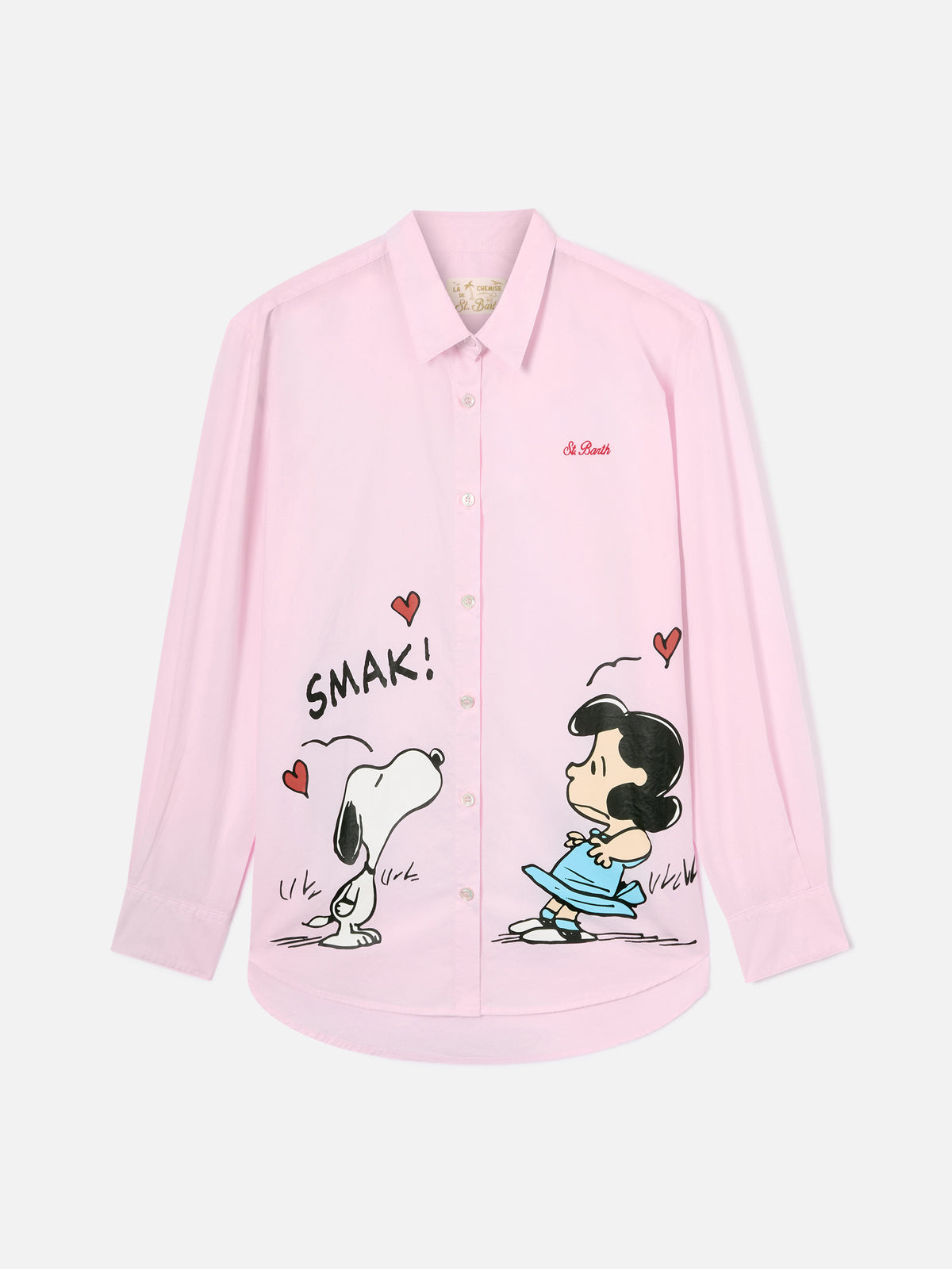 Chemise Brigitte rose avec imprimé Snoopy et Lucy | Édition spéciale