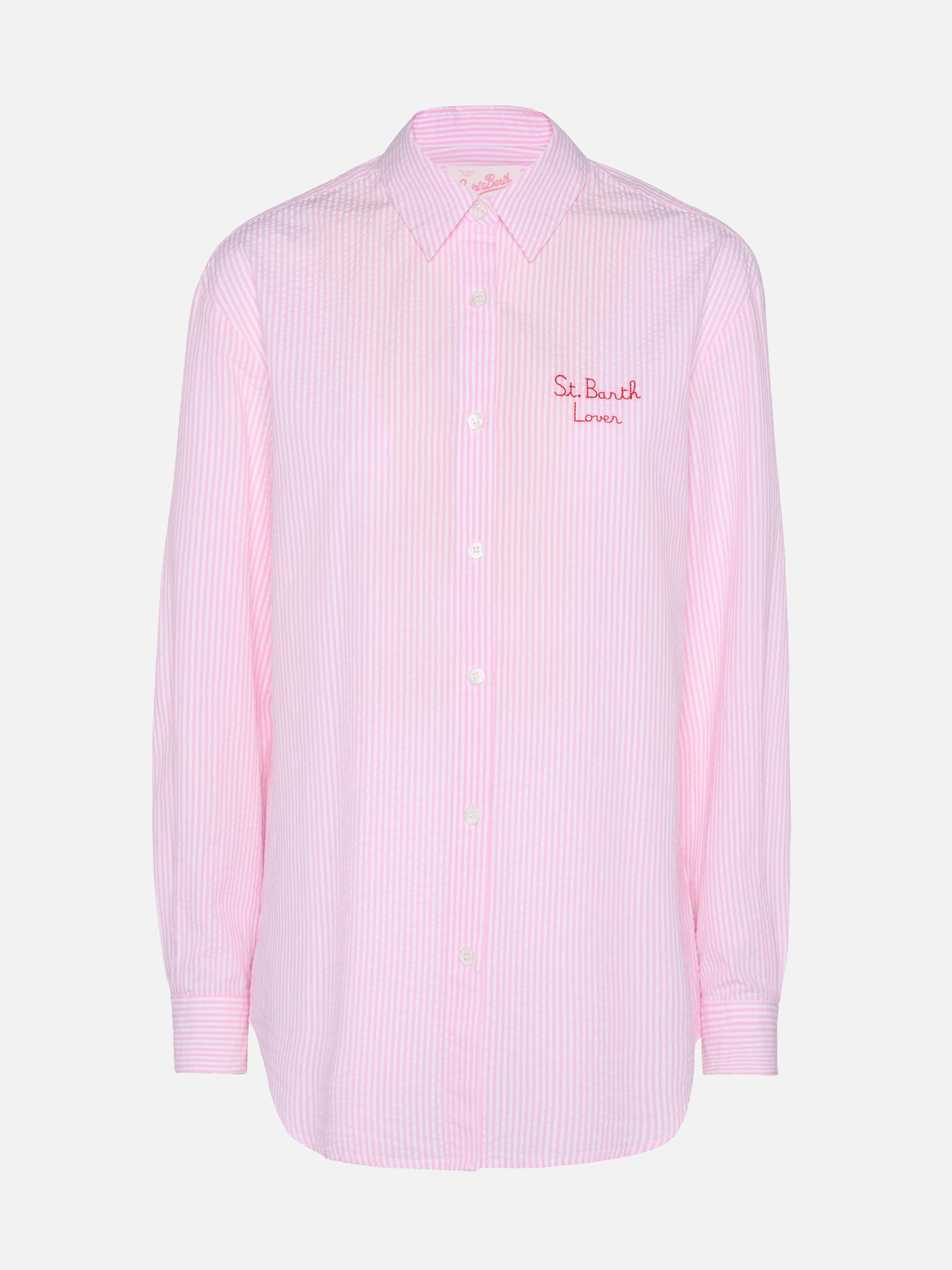 Brigitte gestreiftes Seersucker-Hemd mit Snoopy-Print