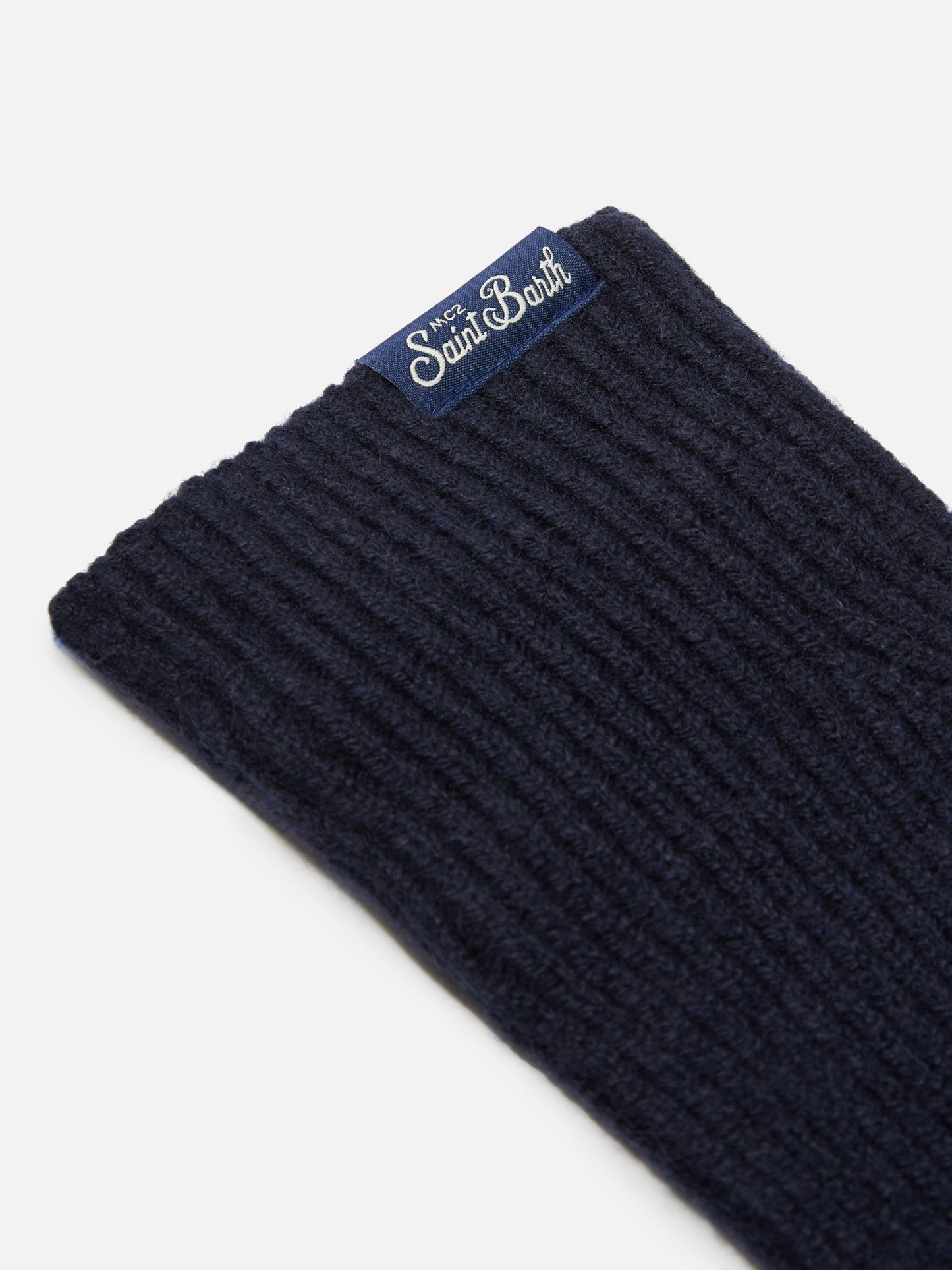 Brixton ribbed stretch cashmere-blend gloves in night blue