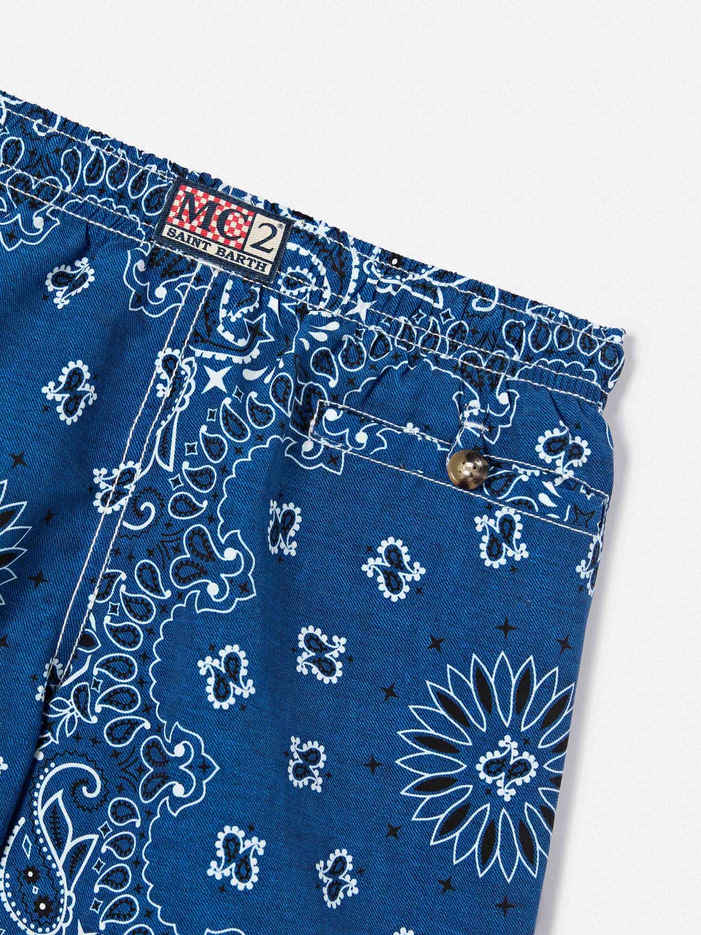 Short de bain Caprese Jr à imprimé bandana bleu marine