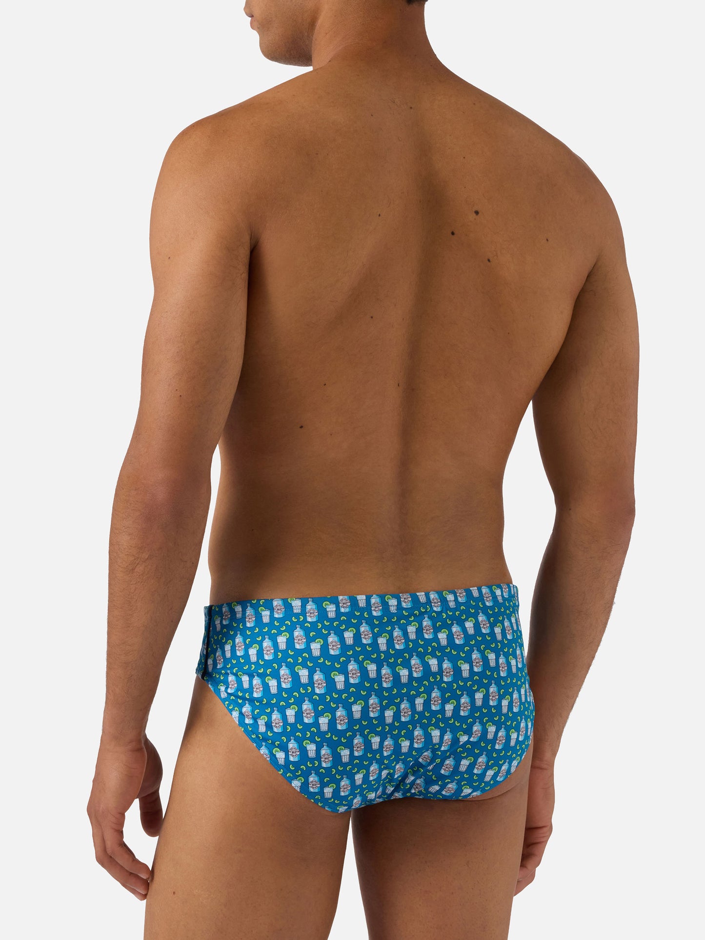 Slip de baño Cayo azul marino con estampado all-over de cócteles
