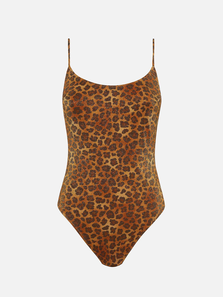 Lurex one-piece swimsuit Cecille with animalier print
