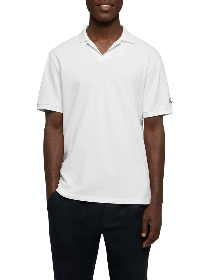 White cotton piquet buttonless polo shirt Charles - MC2 Saint Barth
