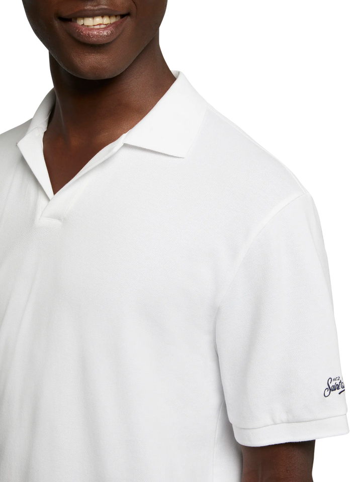 White cotton piquet buttonless polo shirt Charles - MC2 Saint Barth