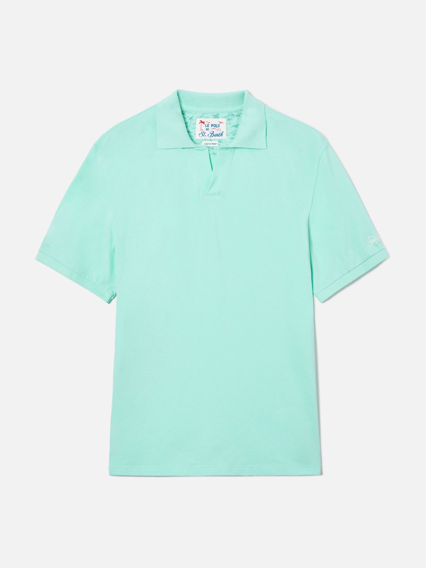 Charles polo in mint green cotton piquet