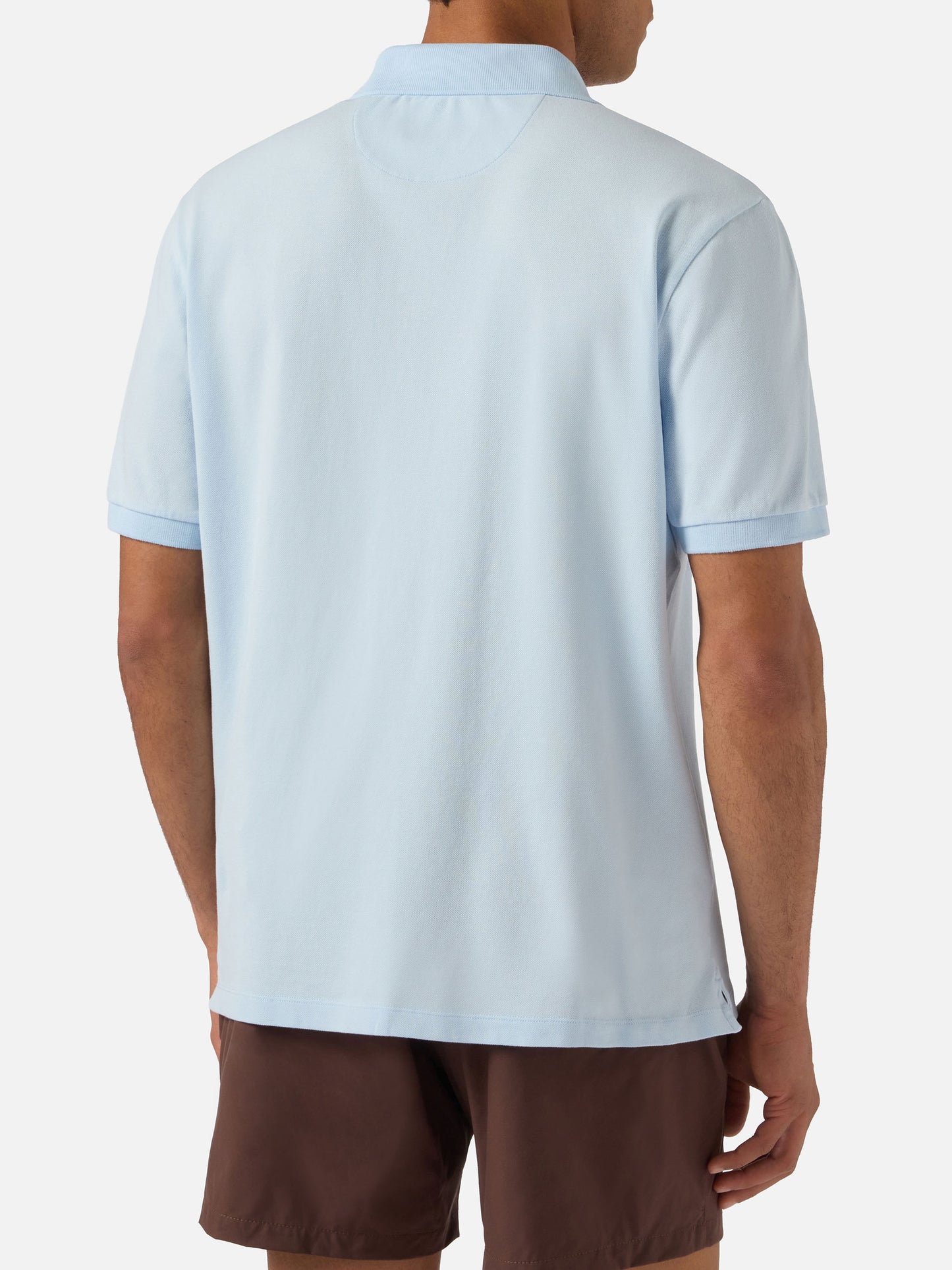 Polo Charles en piqué de coton bleu clair