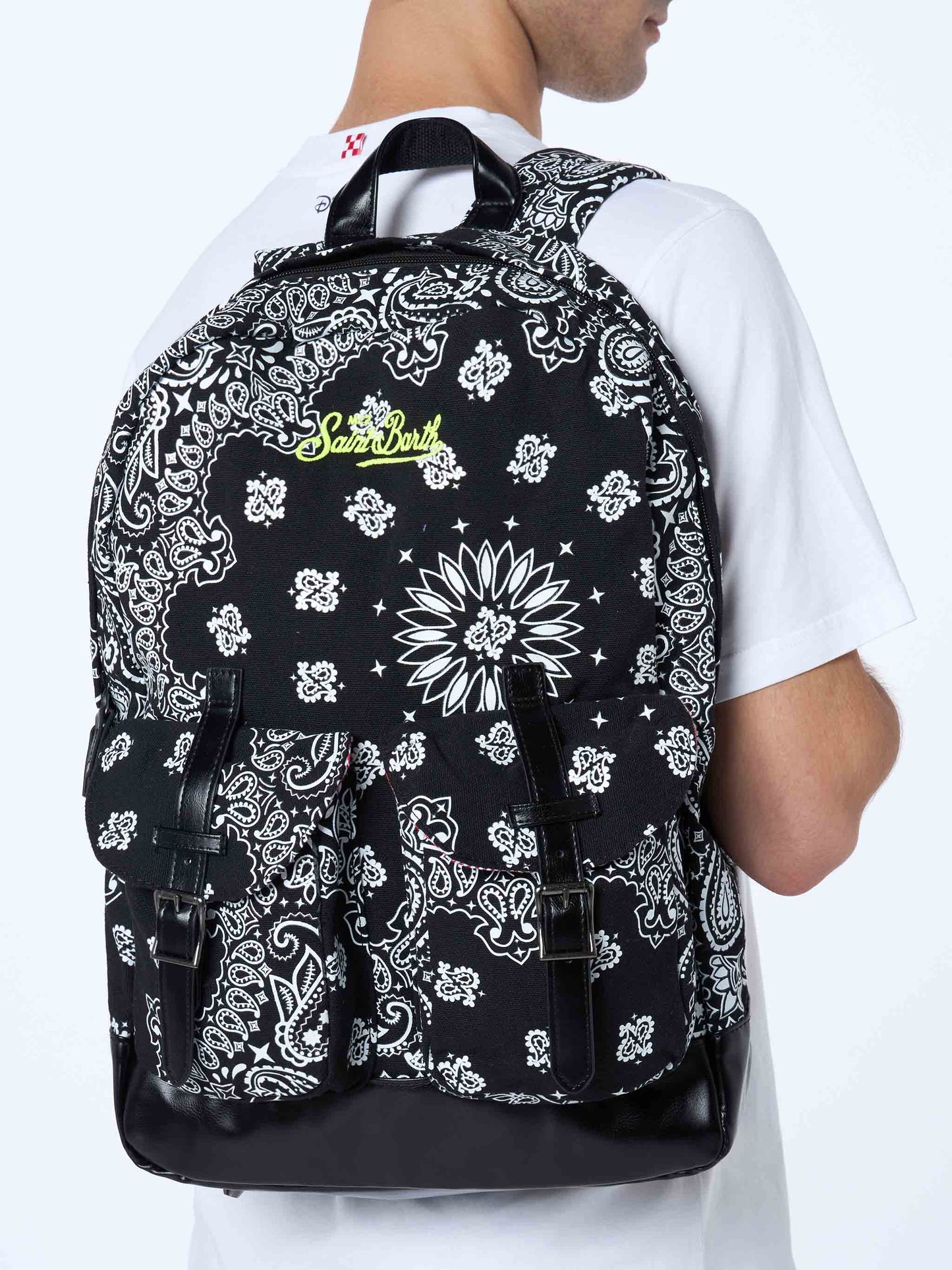 Canvas backpack cody with black bandanna print - MC2 Saint Barth